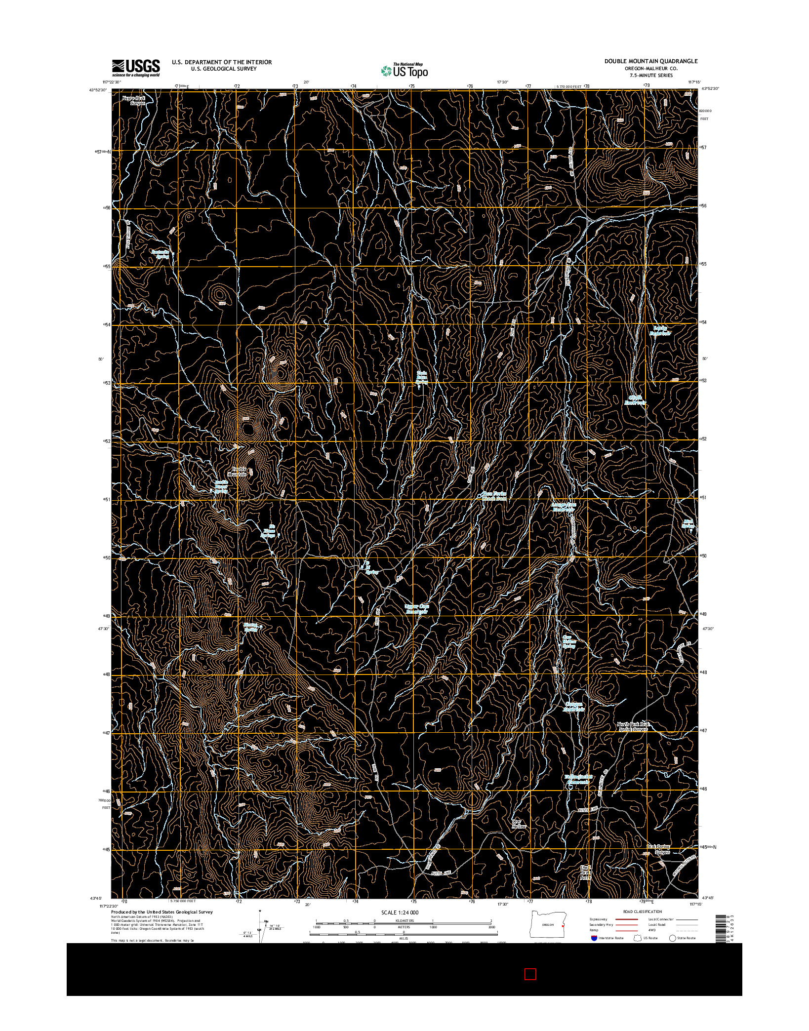 USGS US TOPO 7.5-MINUTE MAP FOR DOUBLE MOUNTAIN, OR 2014