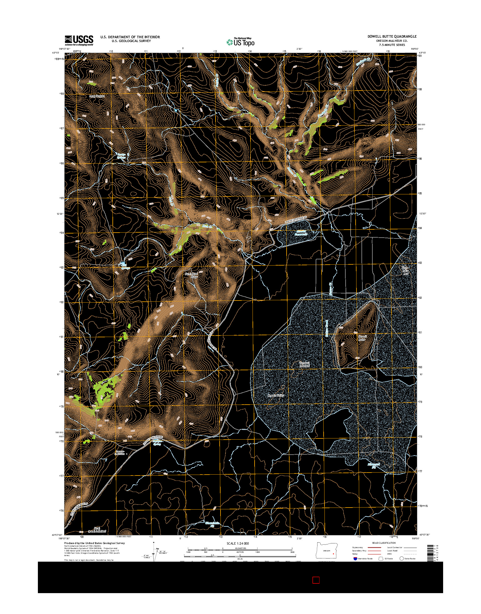 USGS US TOPO 7.5-MINUTE MAP FOR DOWELL BUTTE, OR 2014