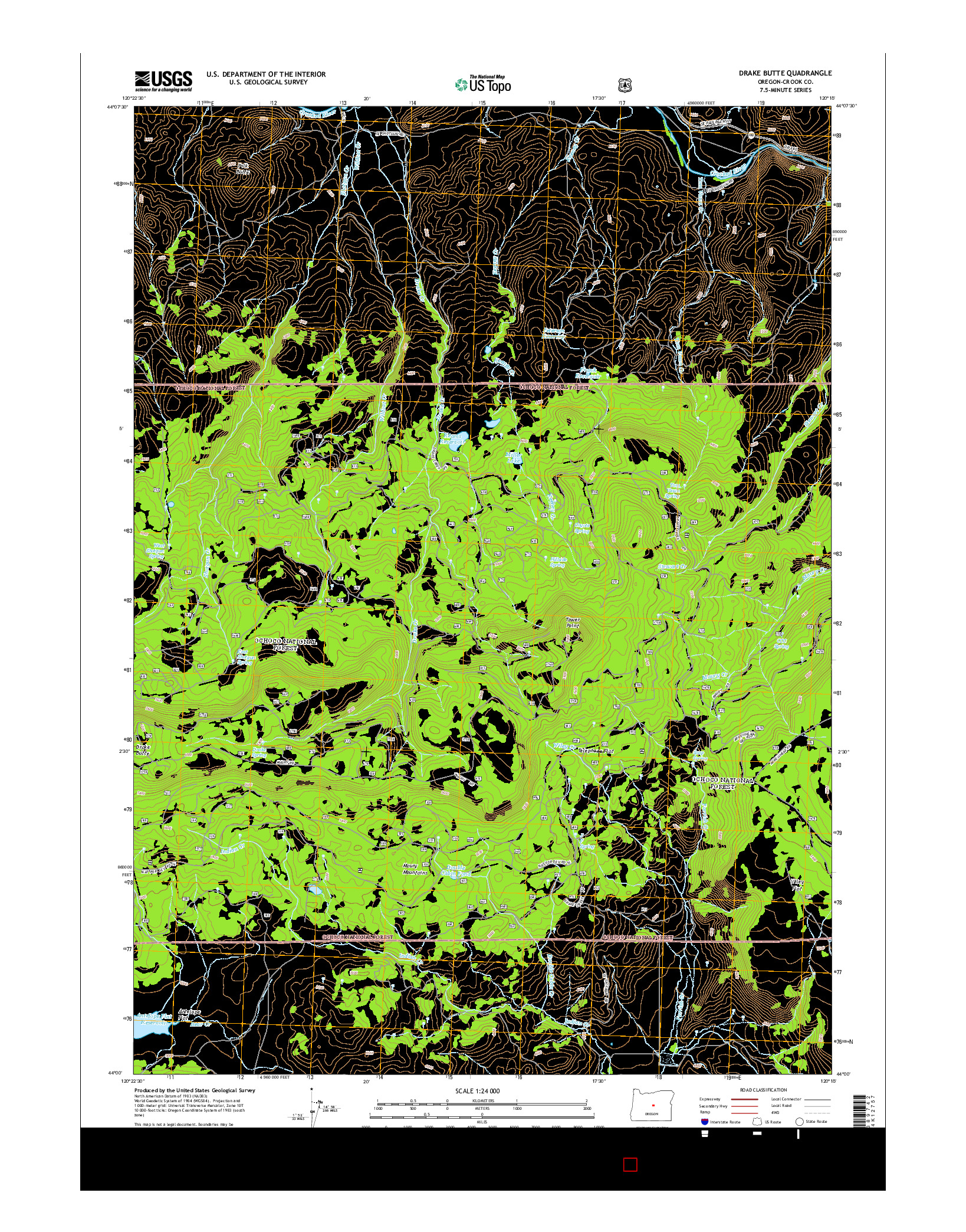 USGS US TOPO 7.5-MINUTE MAP FOR DRAKE BUTTE, OR 2014