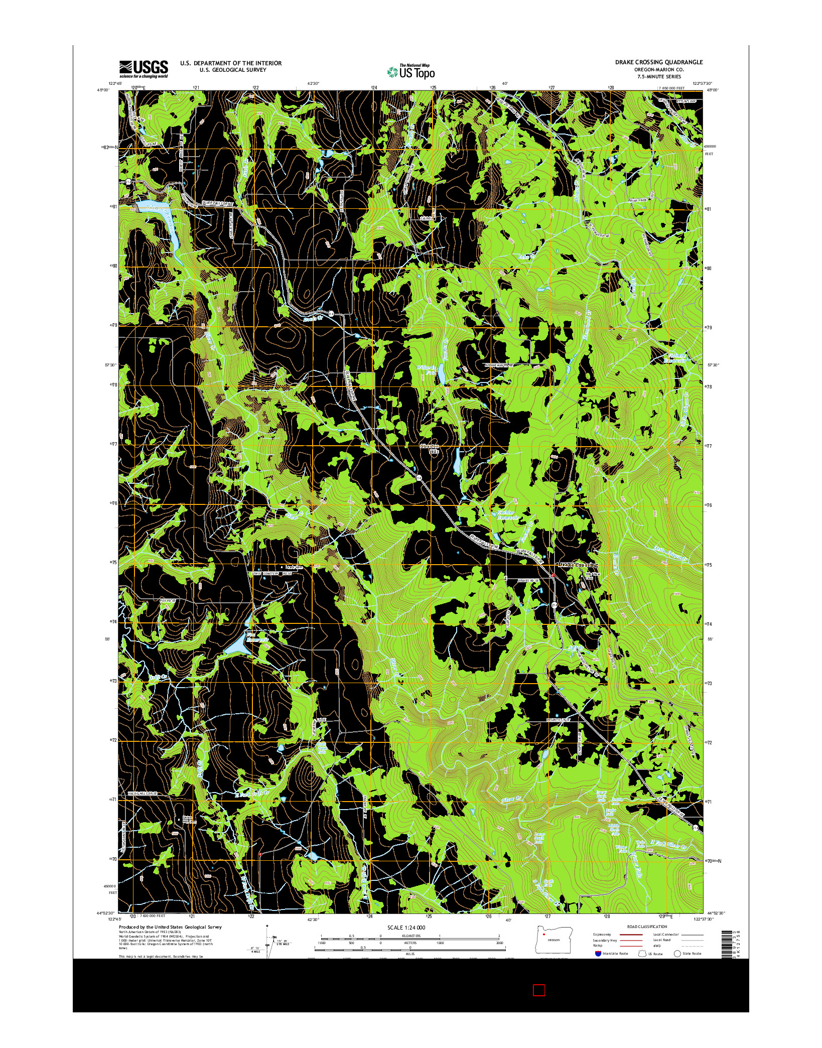 USGS US TOPO 7.5-MINUTE MAP FOR DRAKE CROSSING, OR 2014