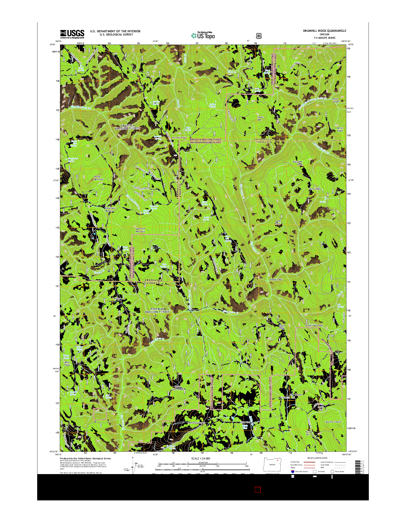 USGS US TOPO 7.5-MINUTE MAP FOR DRUMHILL RIDGE, OR 2014