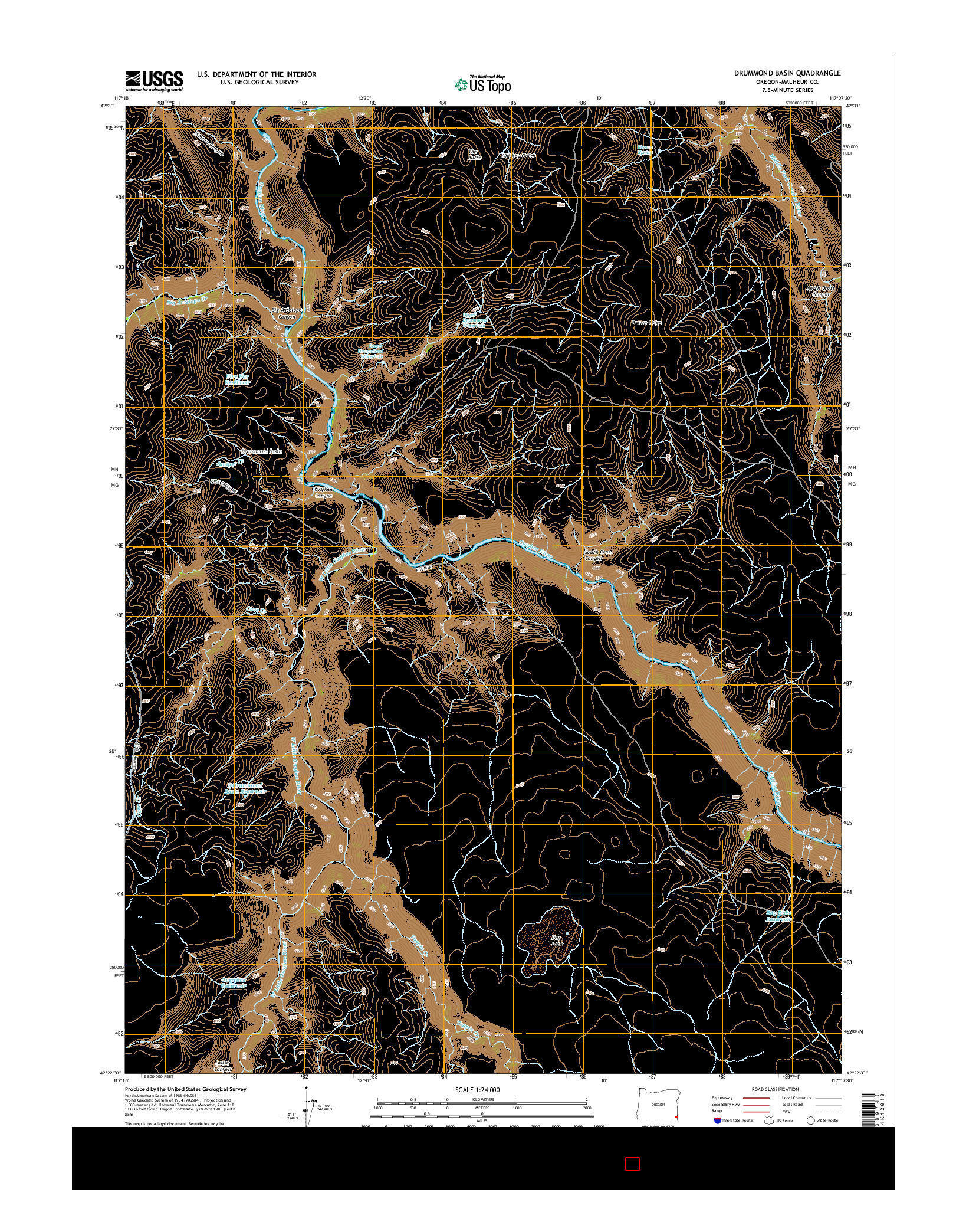 USGS US TOPO 7.5-MINUTE MAP FOR DRUMMOND BASIN, OR 2014