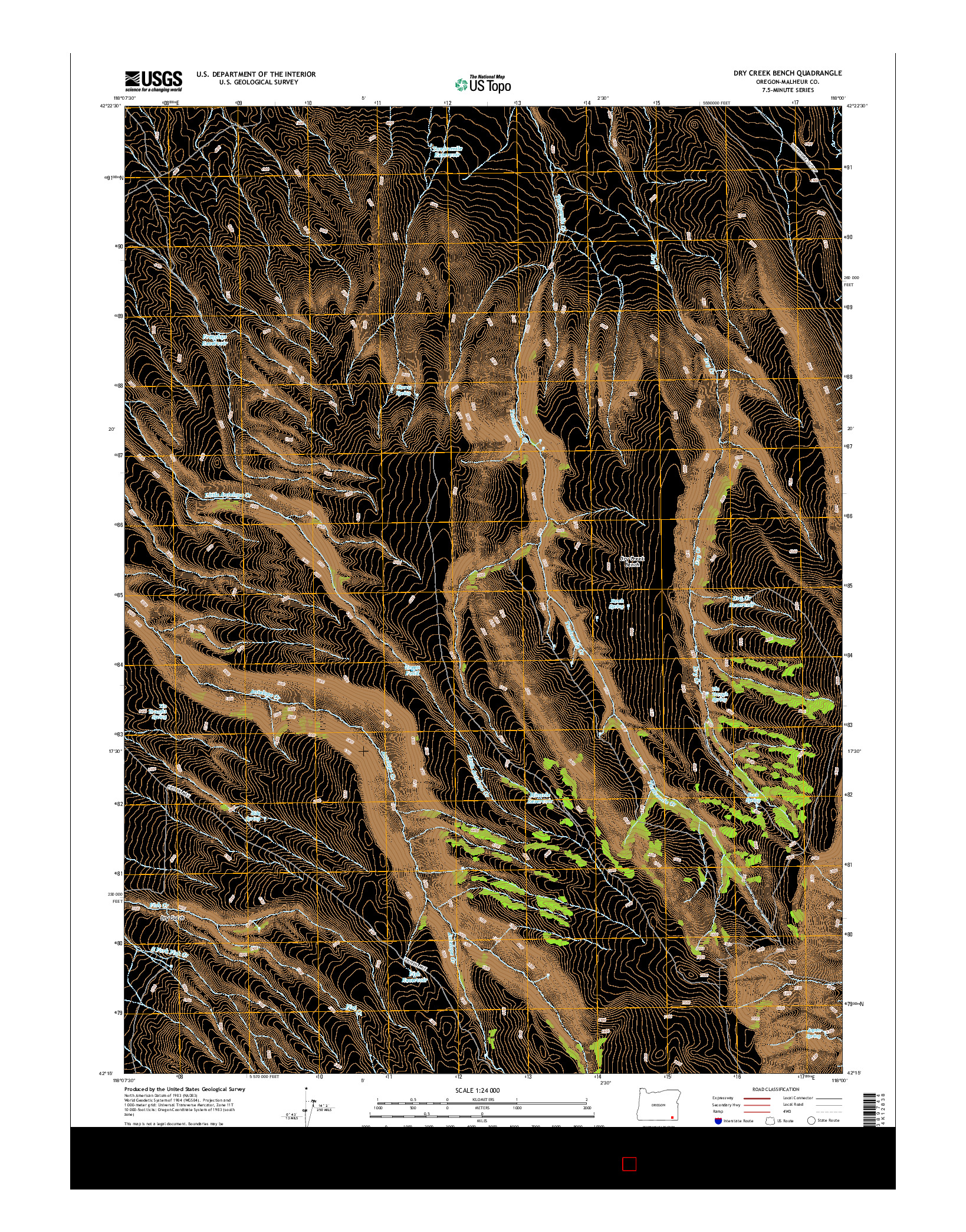 USGS US TOPO 7.5-MINUTE MAP FOR DRY CREEK BENCH, OR 2014