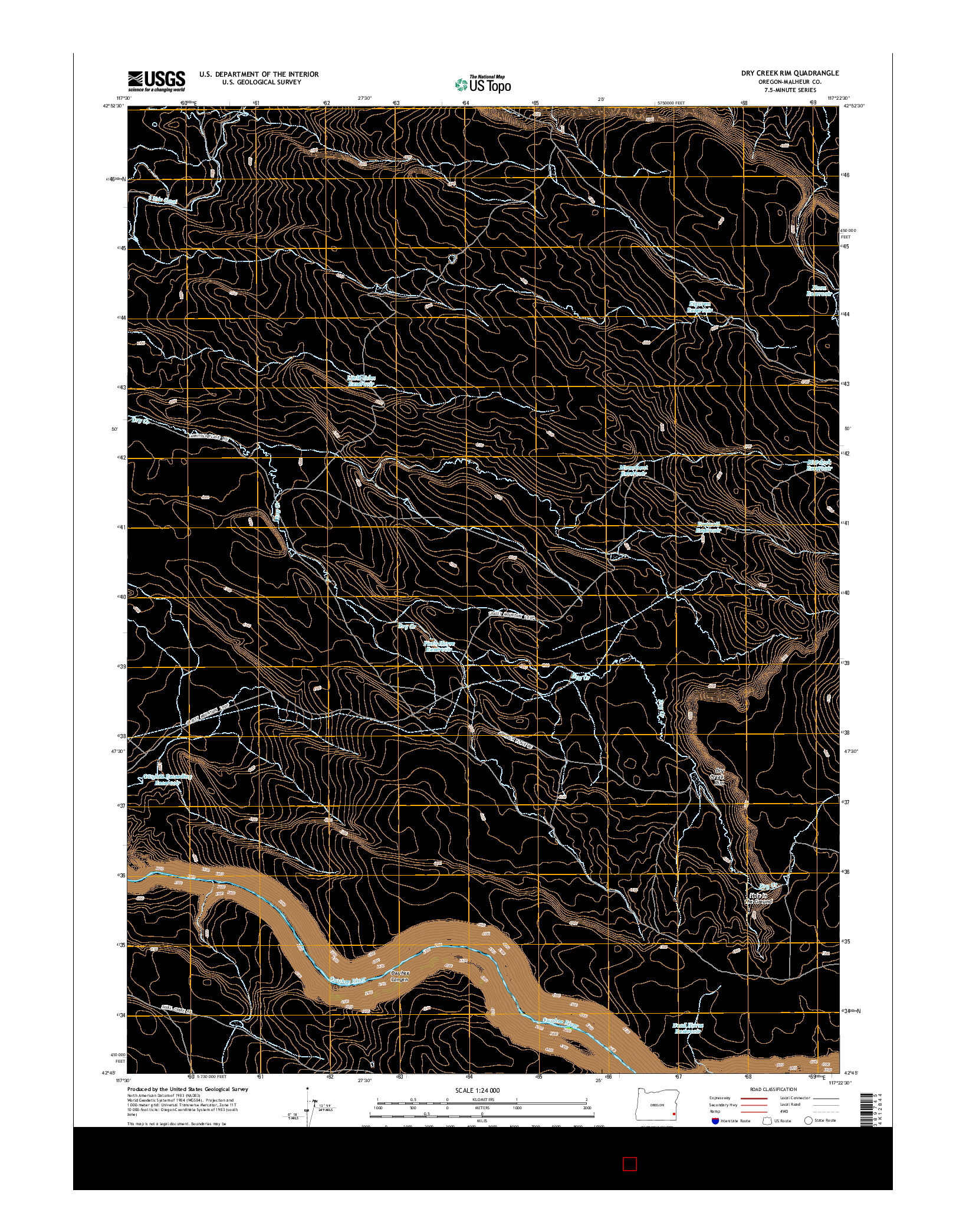 USGS US TOPO 7.5-MINUTE MAP FOR DRY CREEK RIM, OR 2014