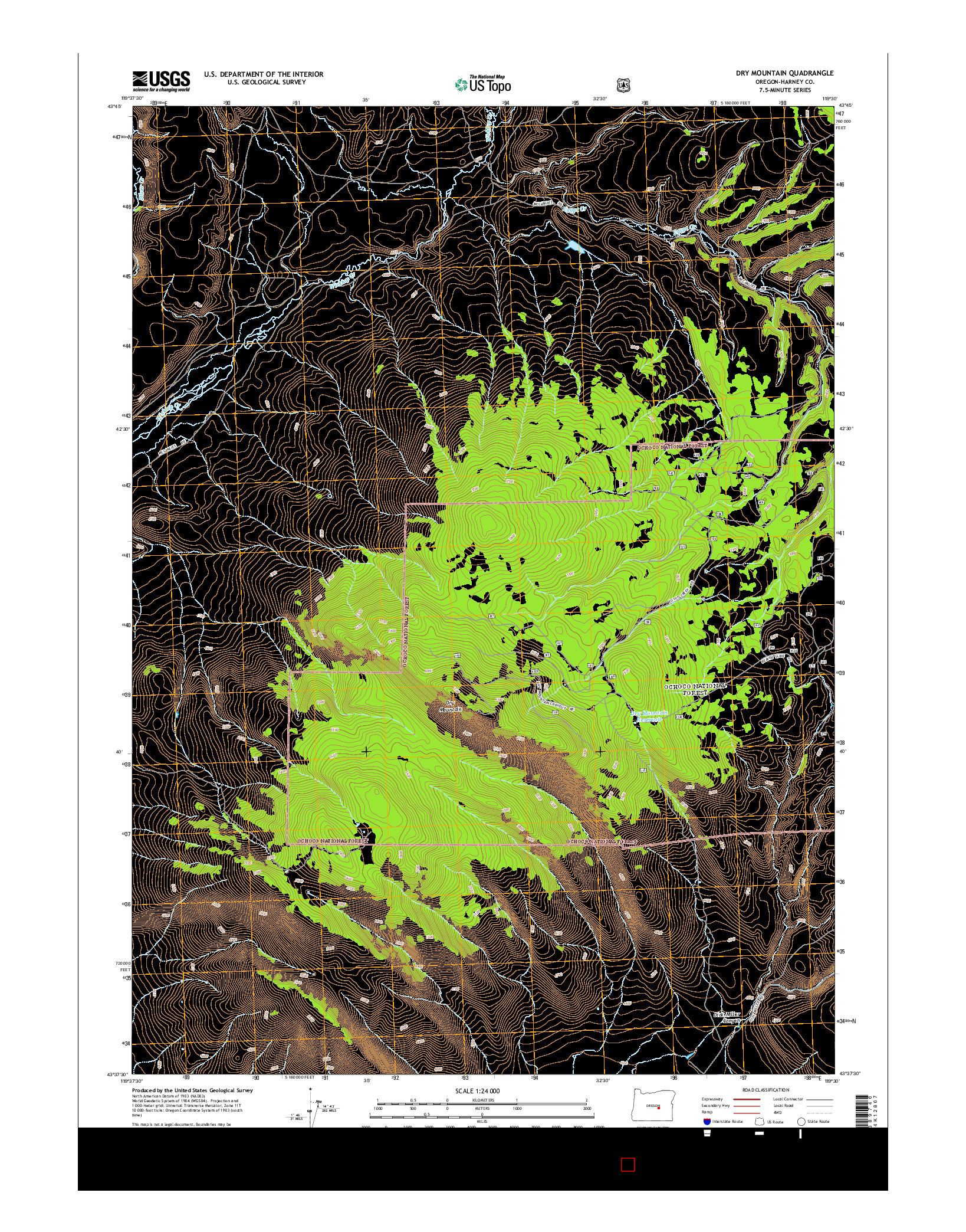 USGS US TOPO 7.5-MINUTE MAP FOR DRY MOUNTAIN, OR 2014