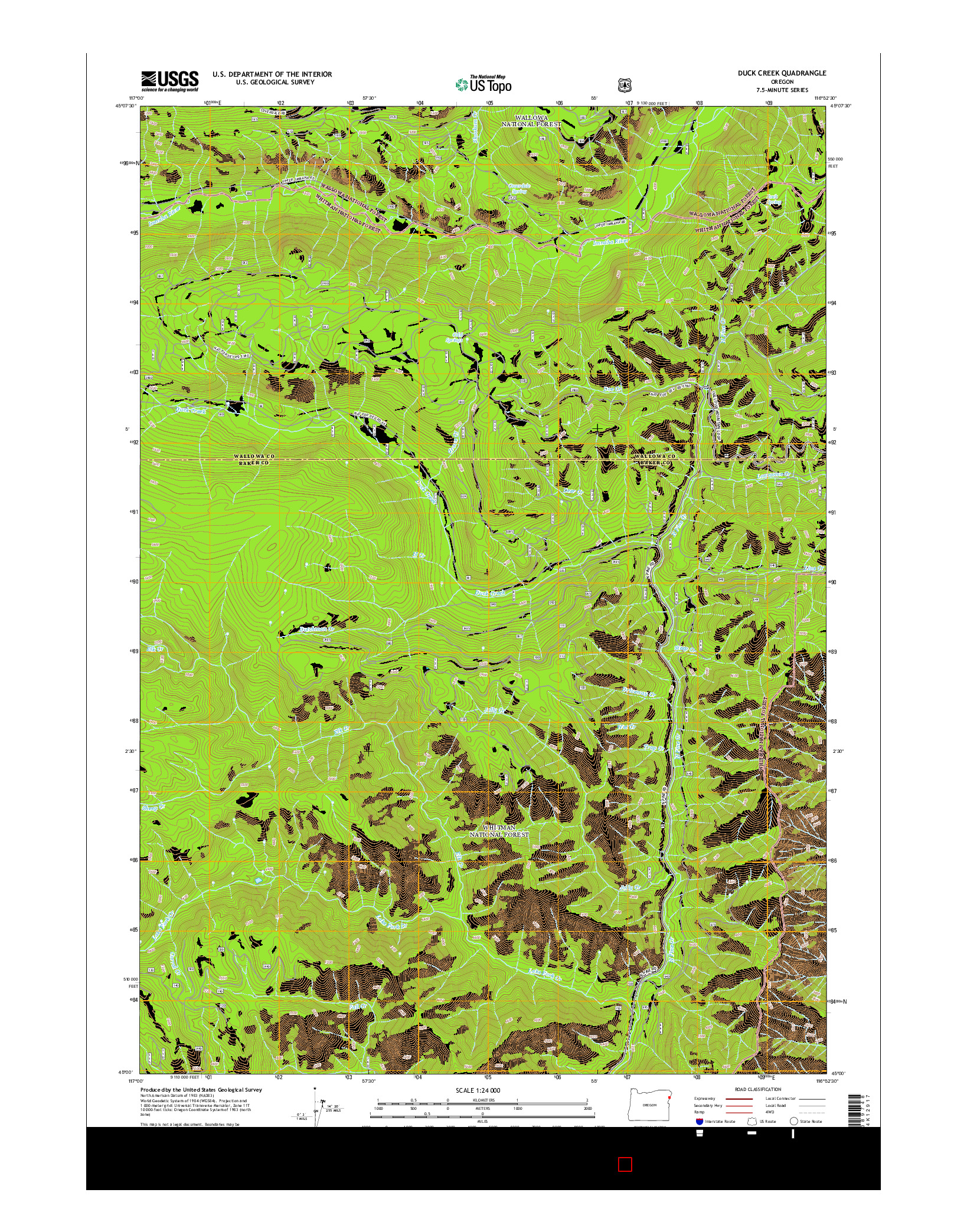 USGS US TOPO 7.5-MINUTE MAP FOR DUCK CREEK, OR 2014