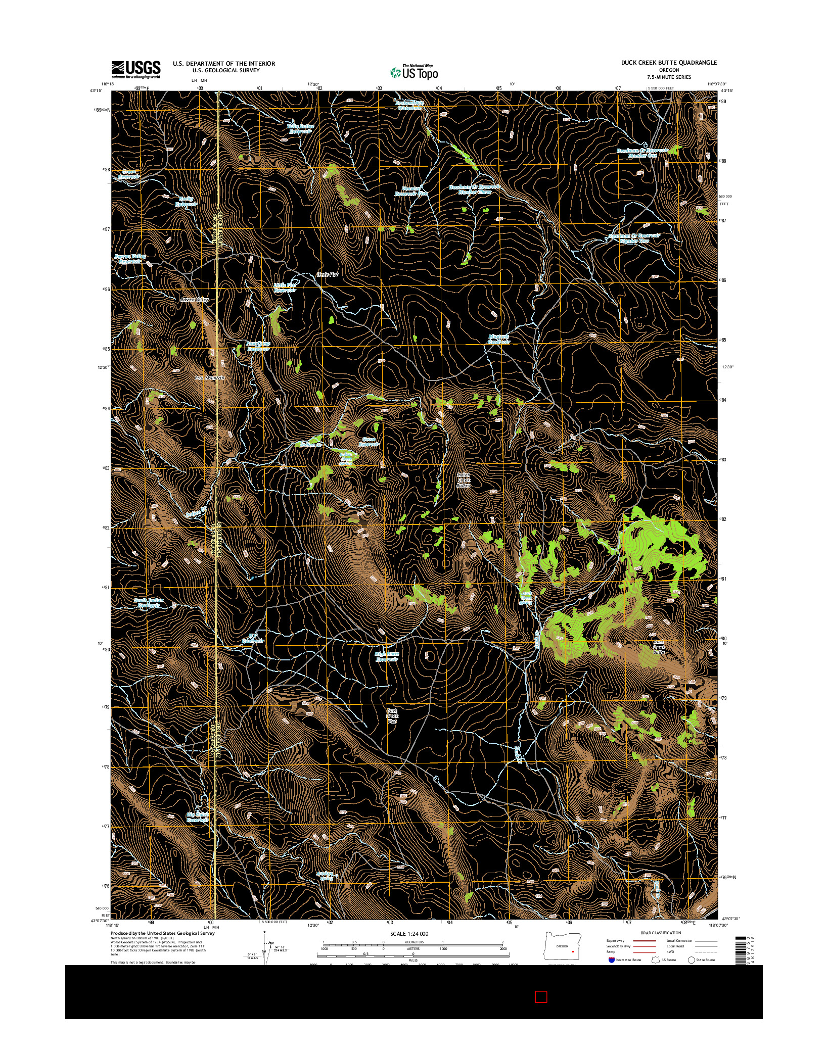 USGS US TOPO 7.5-MINUTE MAP FOR DUCK CREEK BUTTE, OR 2014