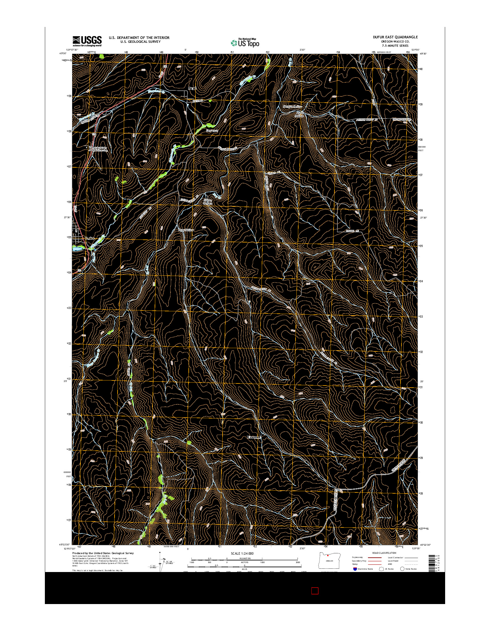 USGS US TOPO 7.5-MINUTE MAP FOR DUFUR EAST, OR 2014