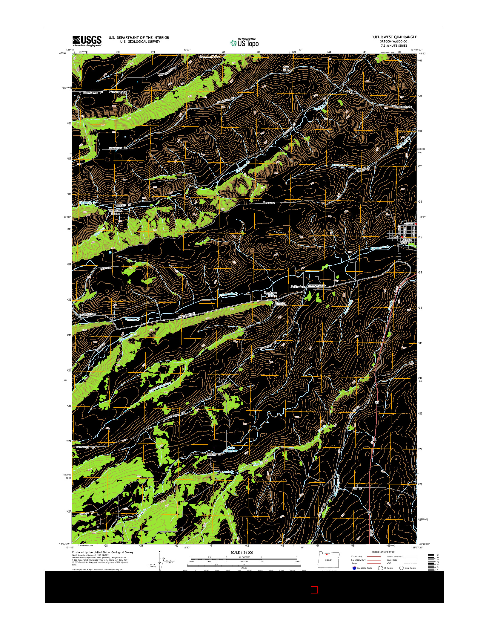 USGS US TOPO 7.5-MINUTE MAP FOR DUFUR WEST, OR 2014