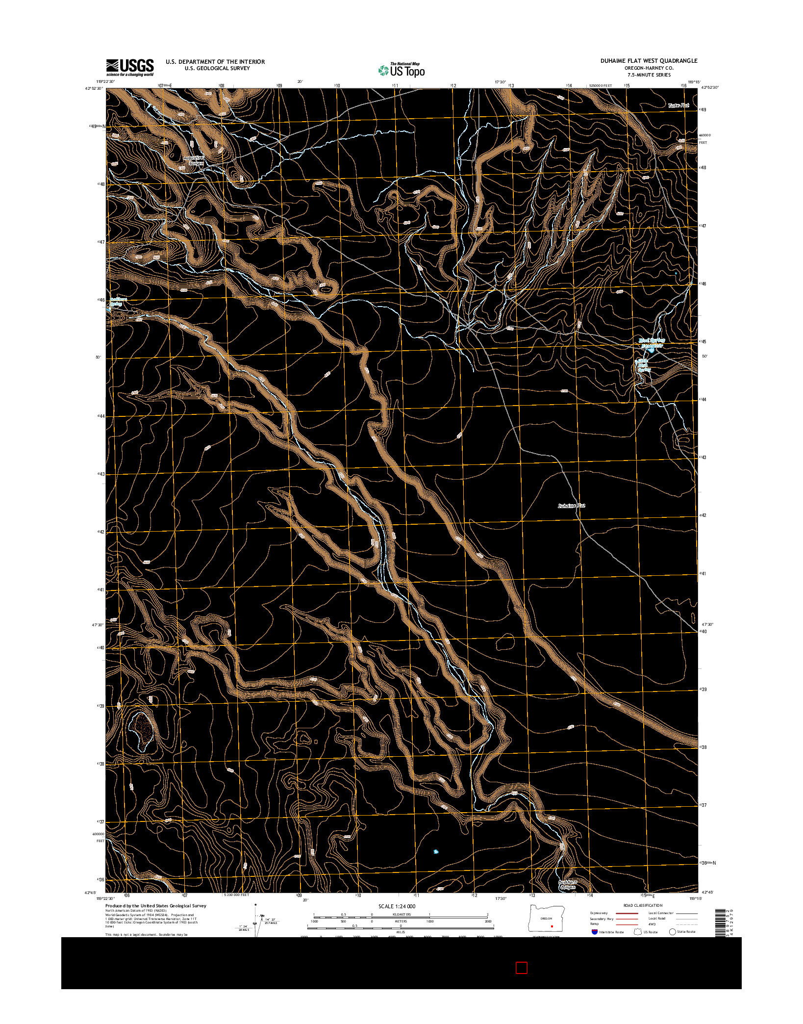 USGS US TOPO 7.5-MINUTE MAP FOR DUHAIME FLAT WEST, OR 2014