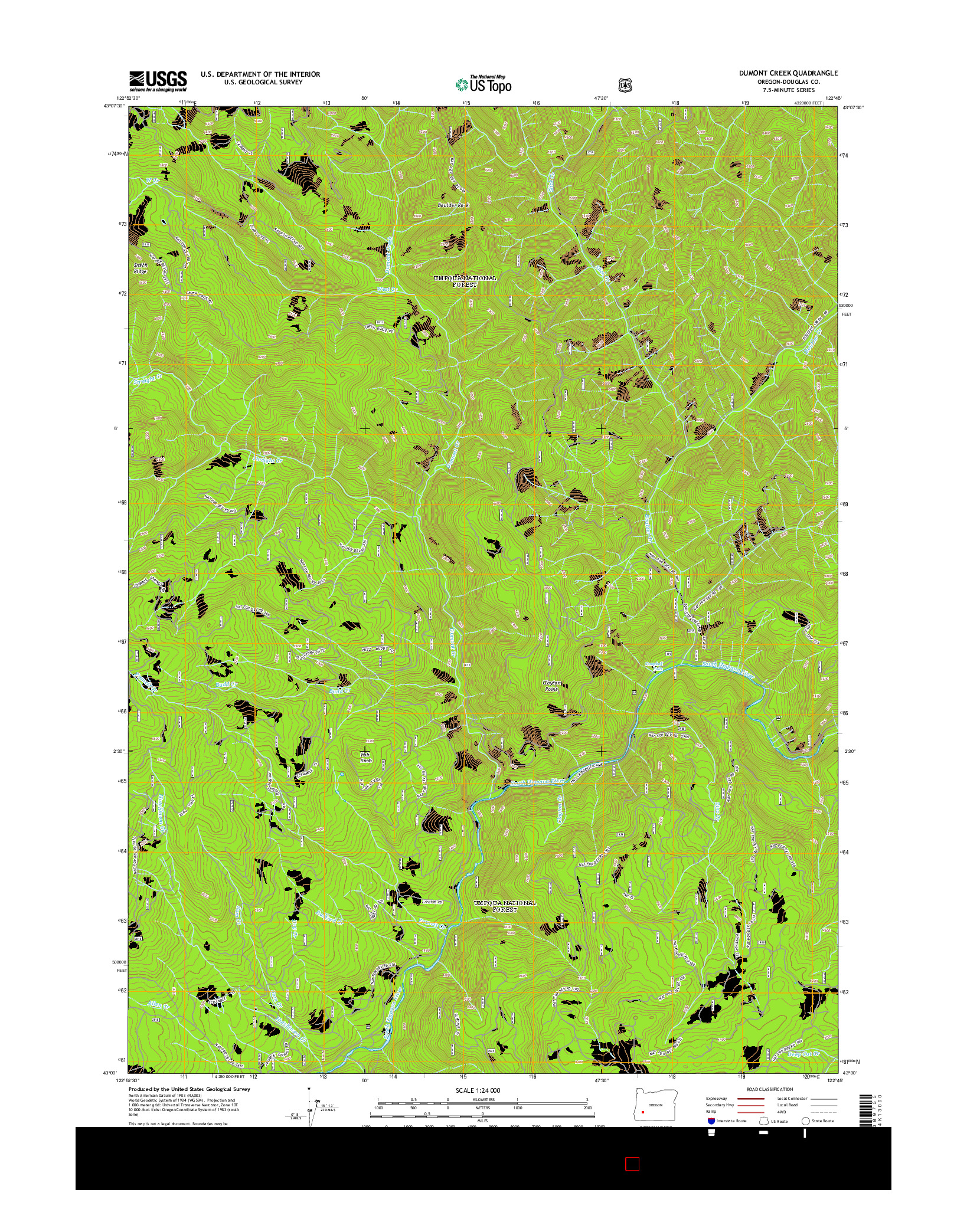 USGS US TOPO 7.5-MINUTE MAP FOR DUMONT CREEK, OR 2014