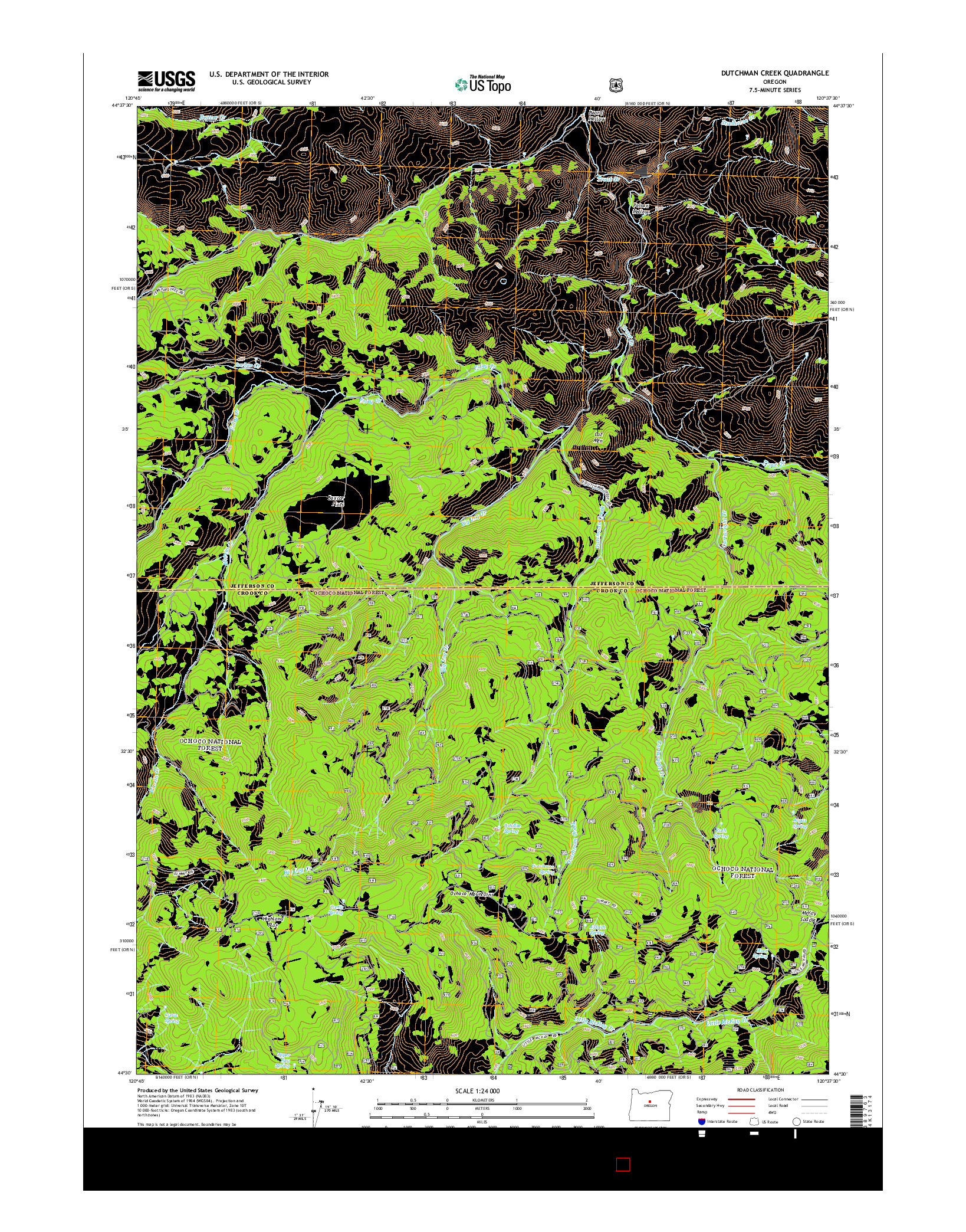 USGS US TOPO 7.5-MINUTE MAP FOR DUTCHMAN CREEK, OR 2014