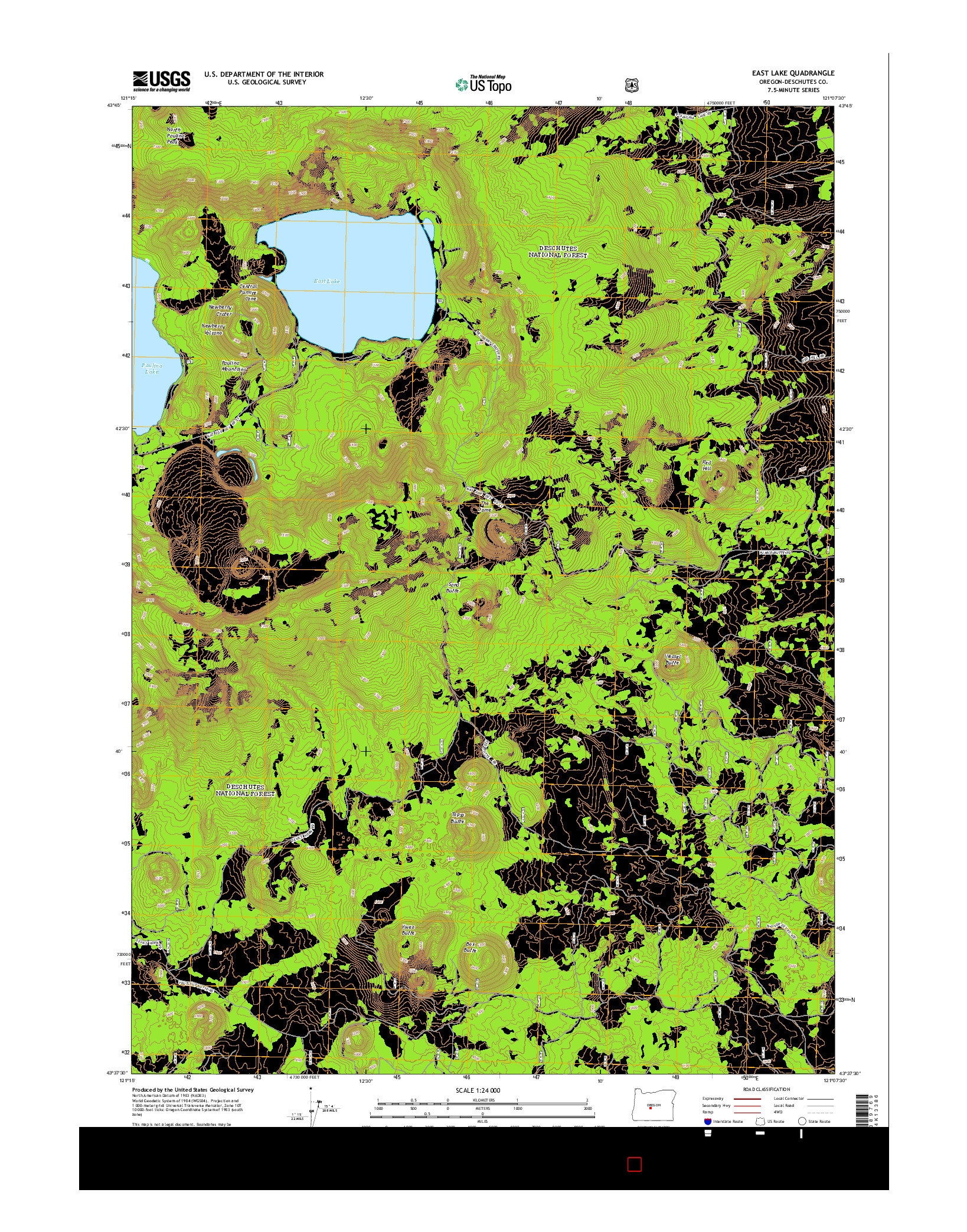 USGS US TOPO 7.5-MINUTE MAP FOR EAST LAKE, OR 2014