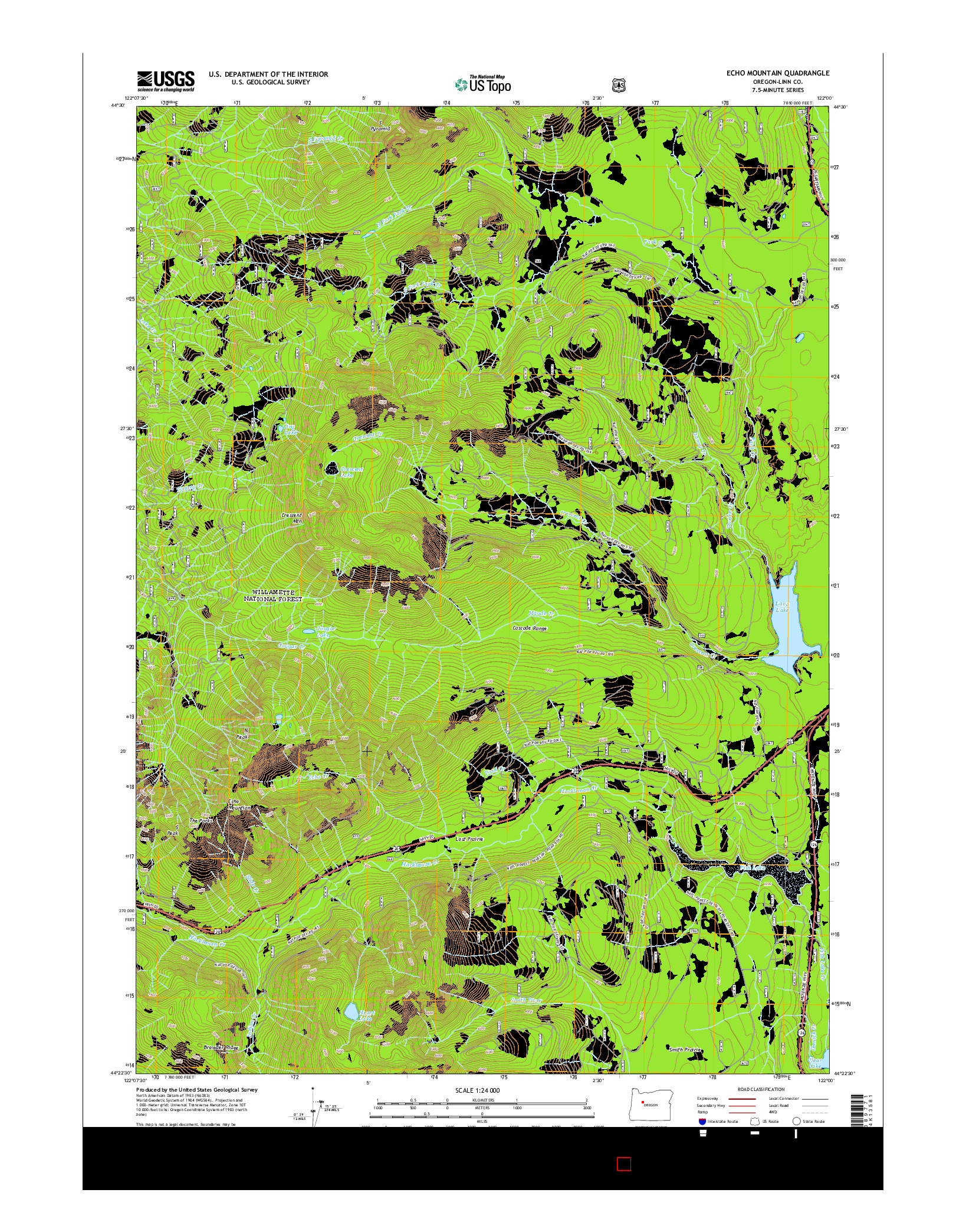 USGS US TOPO 7.5-MINUTE MAP FOR ECHO MOUNTAIN, OR 2014