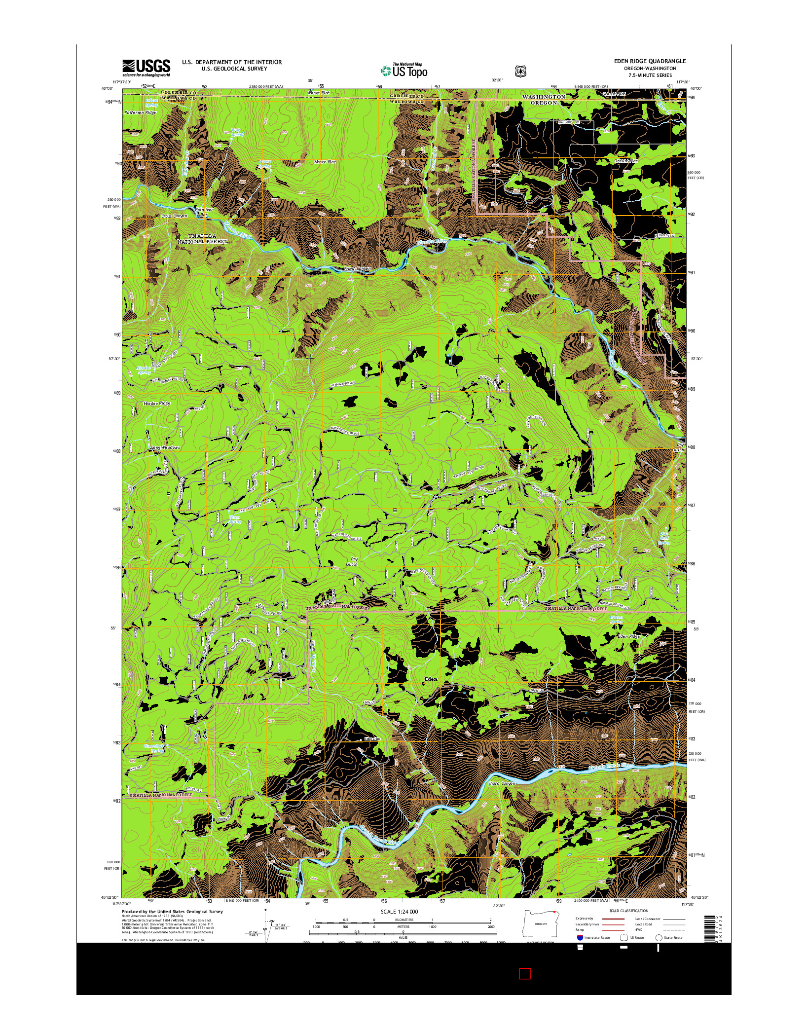 USGS US TOPO 7.5-MINUTE MAP FOR EDEN RIDGE, OR-WA 2014
