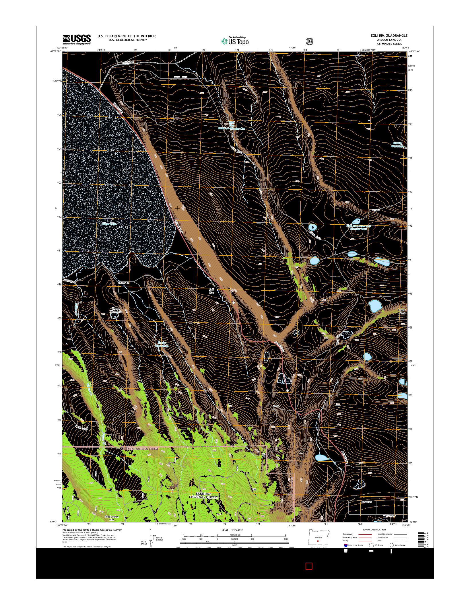 USGS US TOPO 7.5-MINUTE MAP FOR EGLI RIM, OR 2014