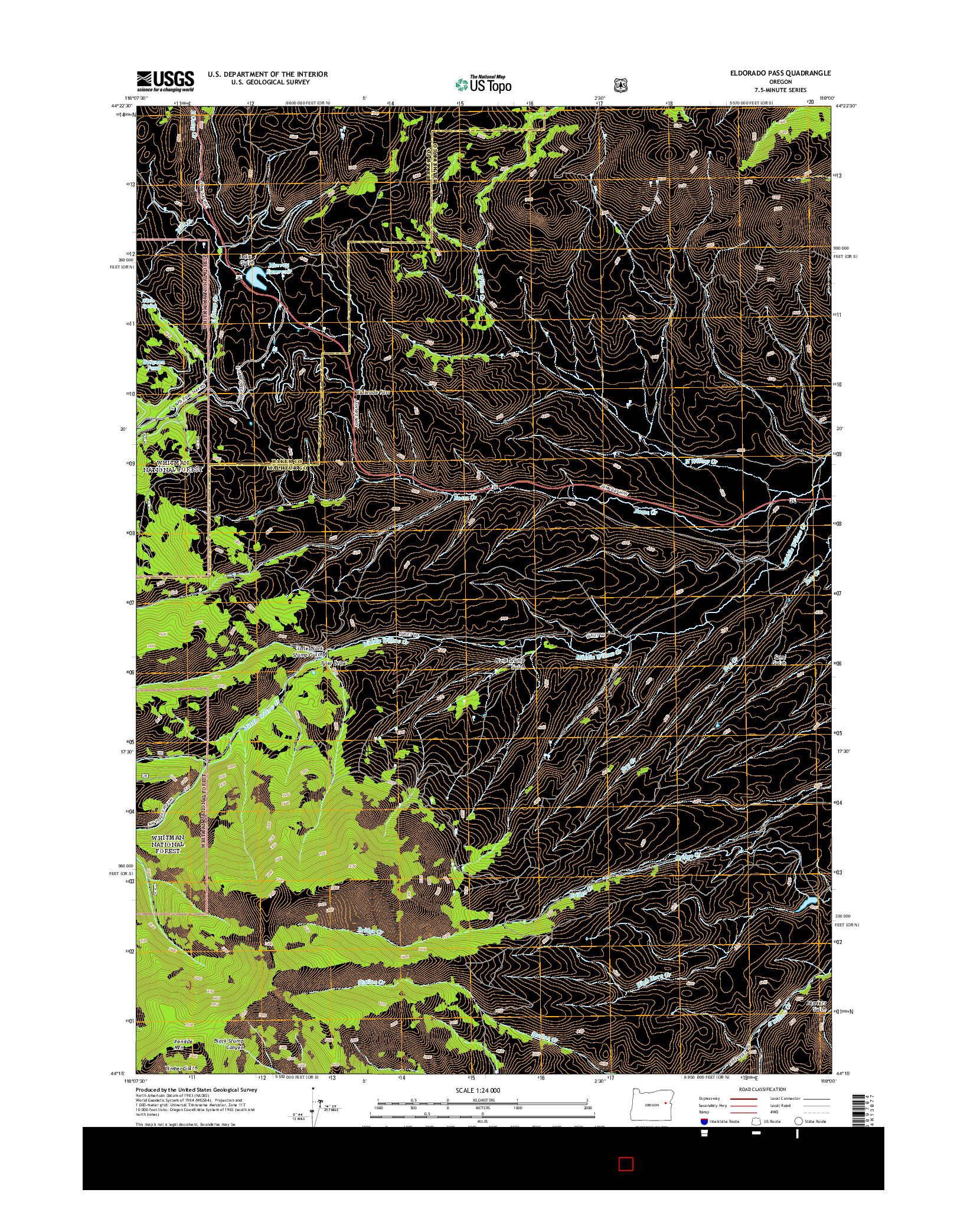 USGS US TOPO 7.5-MINUTE MAP FOR ELDORADO PASS, OR 2014