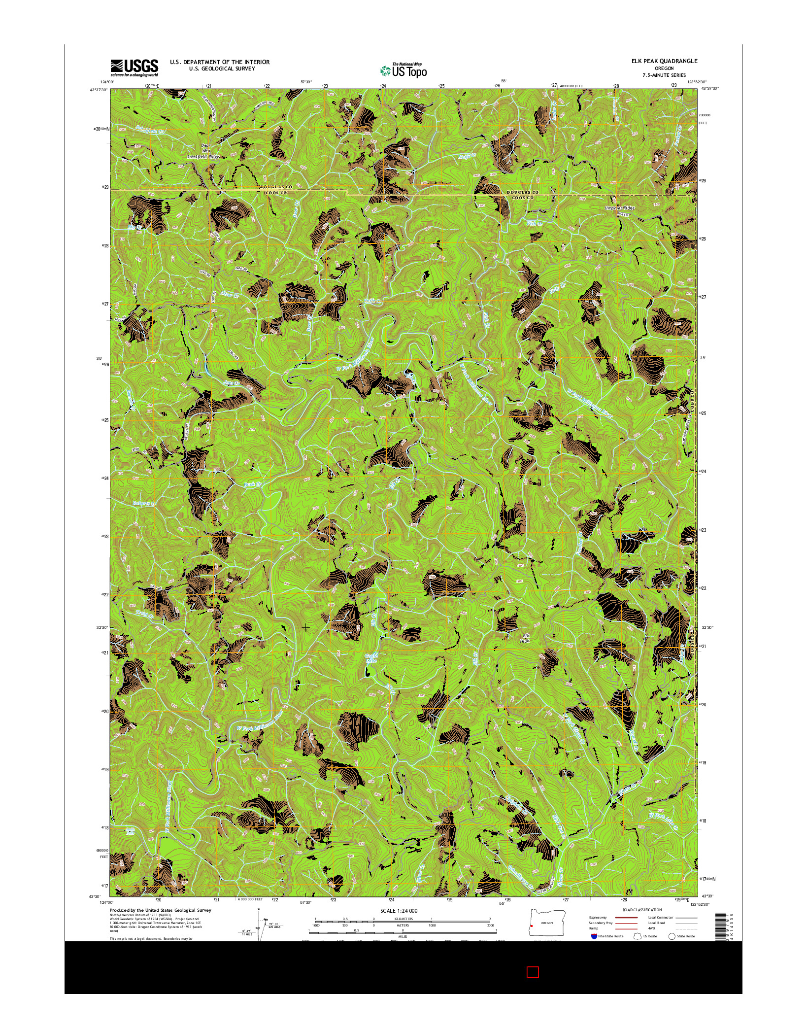 USGS US TOPO 7.5-MINUTE MAP FOR ELK PEAK, OR 2014