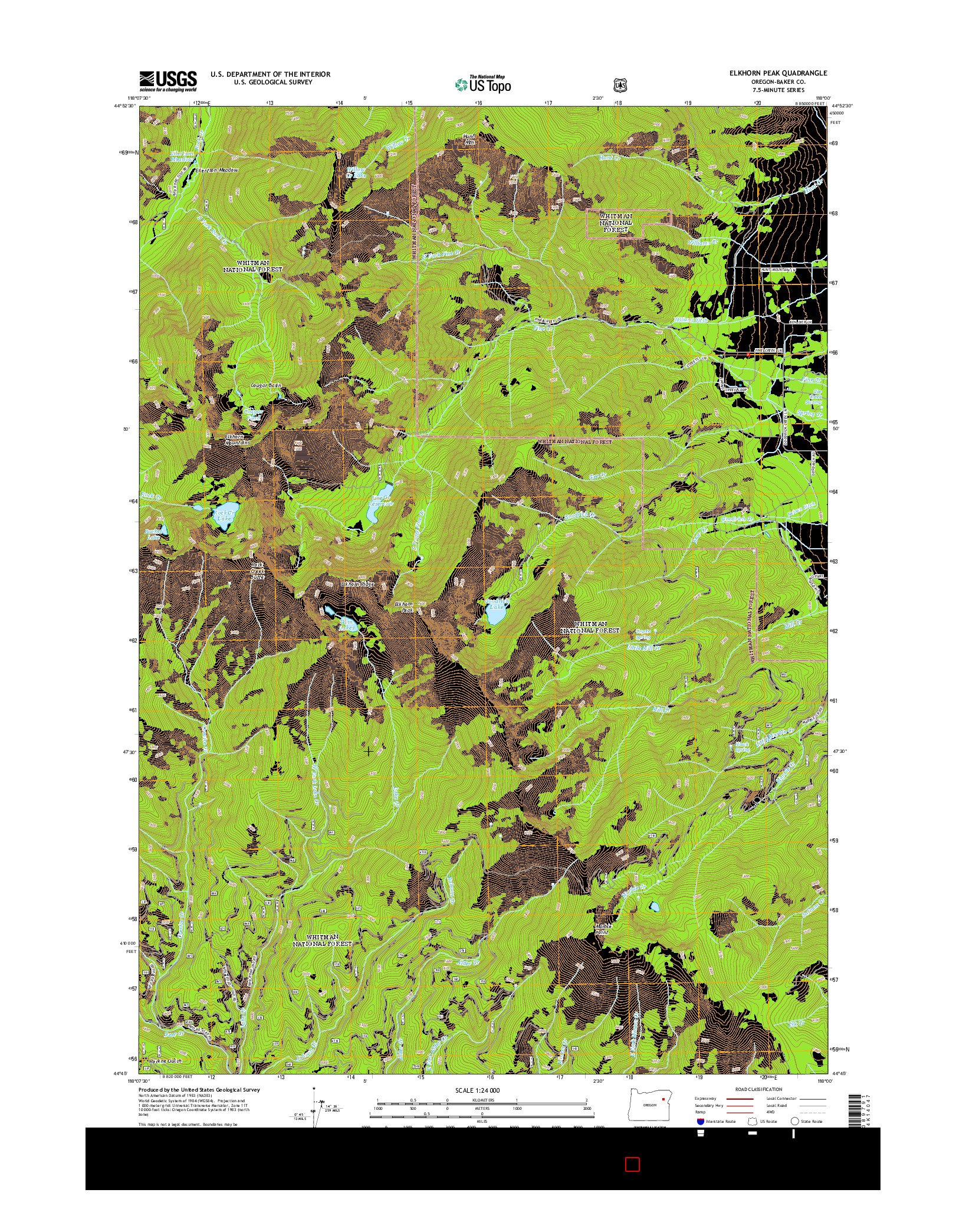 USGS US TOPO 7.5-MINUTE MAP FOR ELKHORN PEAK, OR 2014