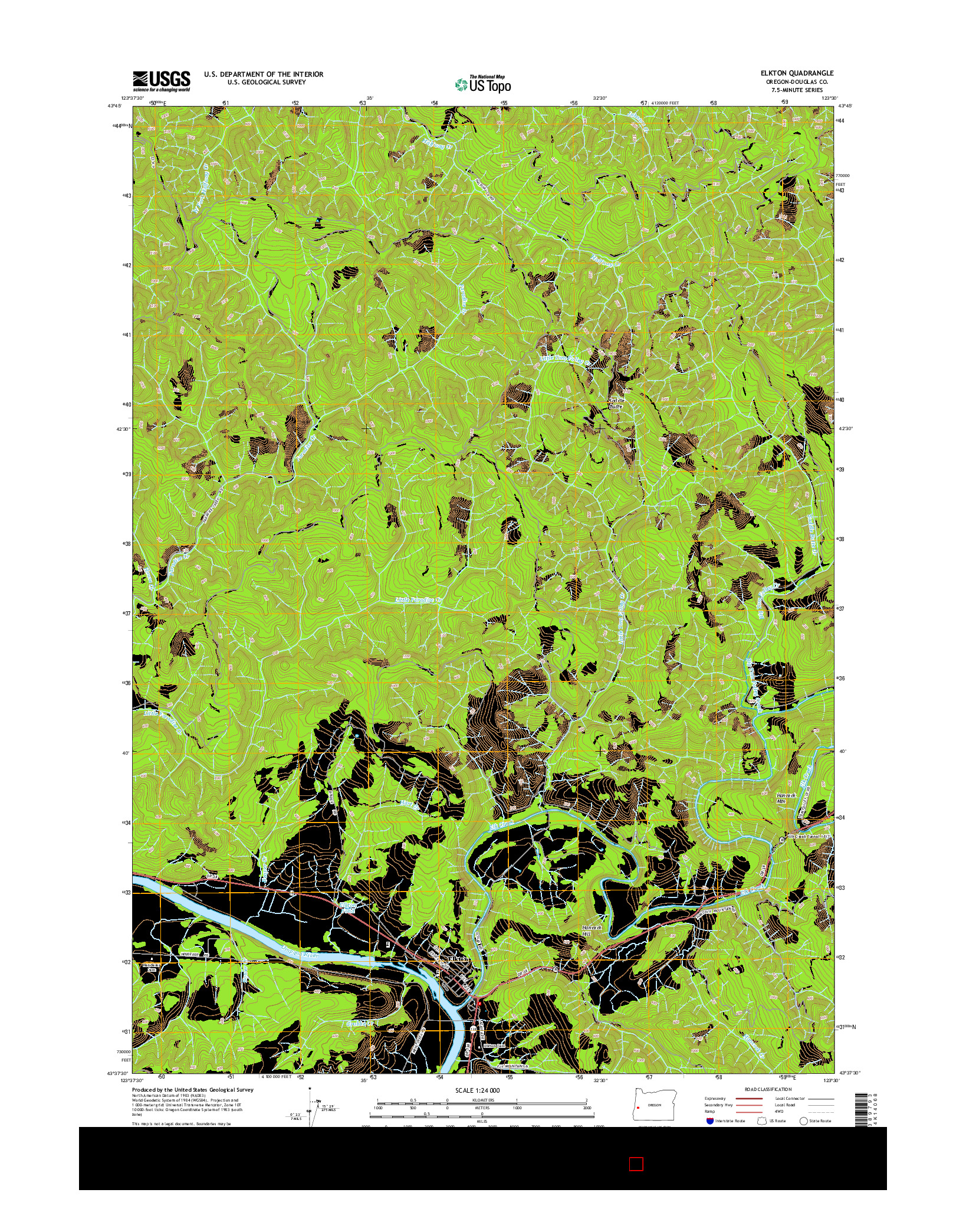 USGS US TOPO 7.5-MINUTE MAP FOR ELKTON, OR 2014