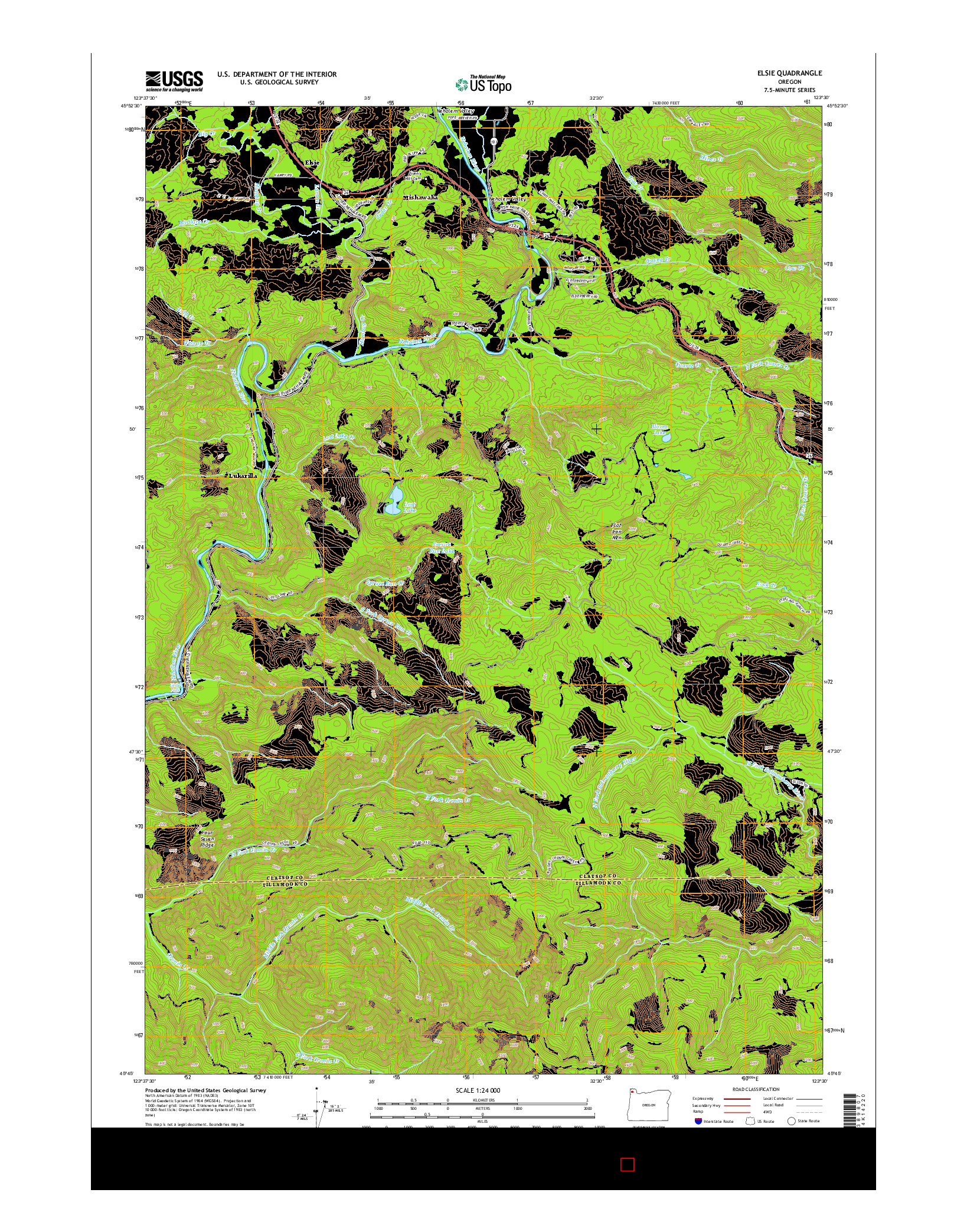 USGS US TOPO 7.5-MINUTE MAP FOR ELSIE, OR 2014