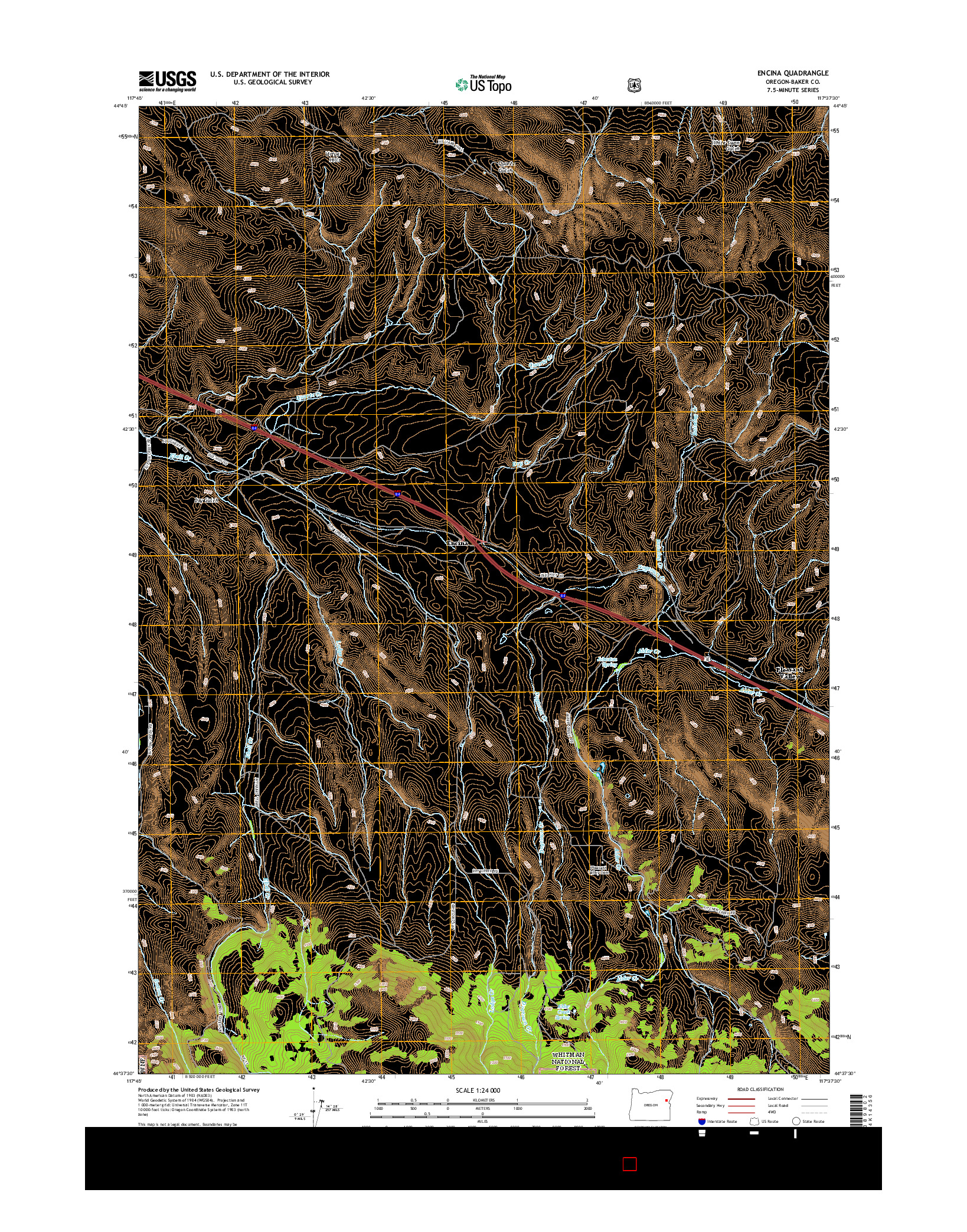 USGS US TOPO 7.5-MINUTE MAP FOR ENCINA, OR 2014