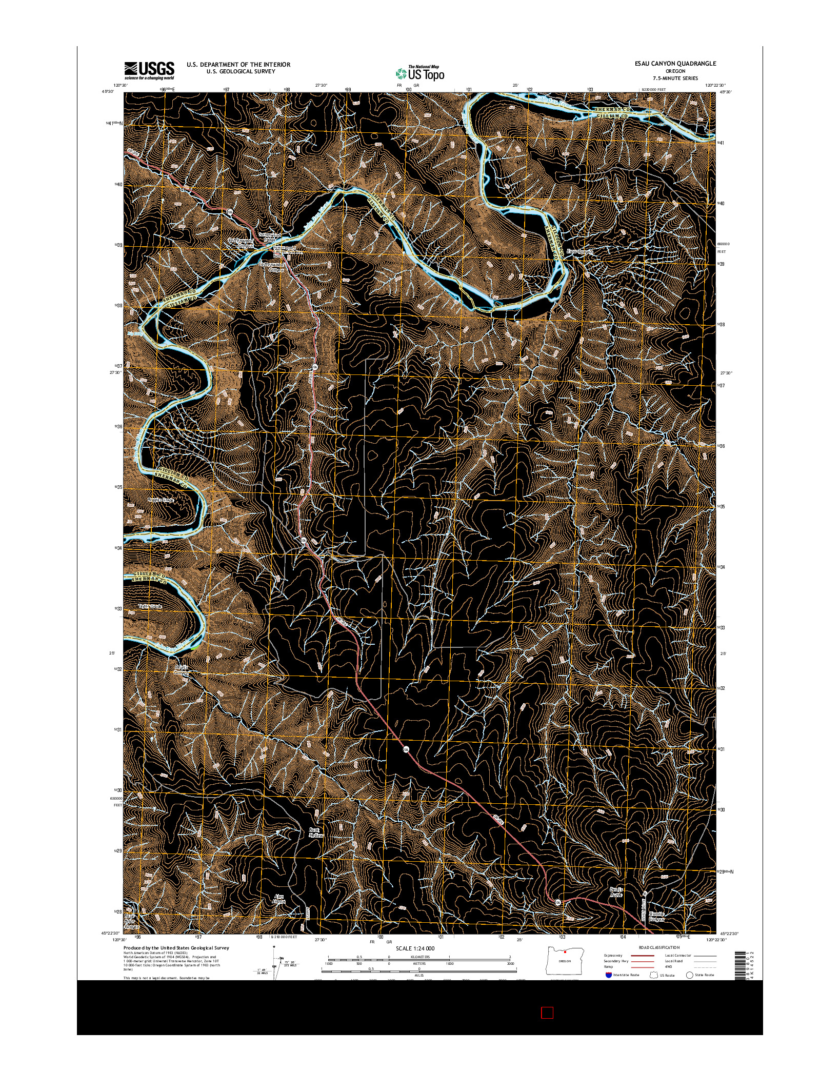 USGS US TOPO 7.5-MINUTE MAP FOR ESAU CANYON, OR 2014