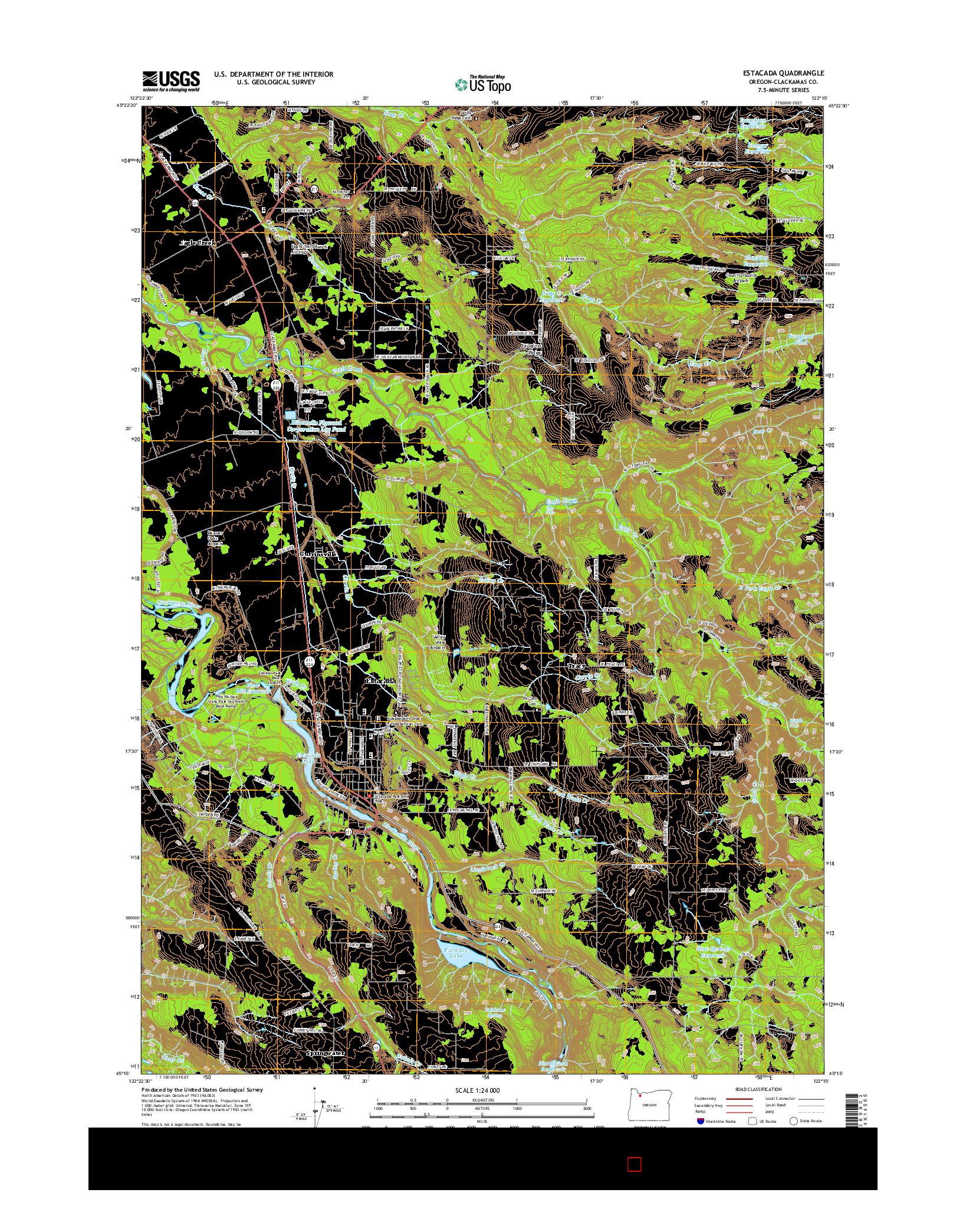 USGS US TOPO 7.5-MINUTE MAP FOR ESTACADA, OR 2014