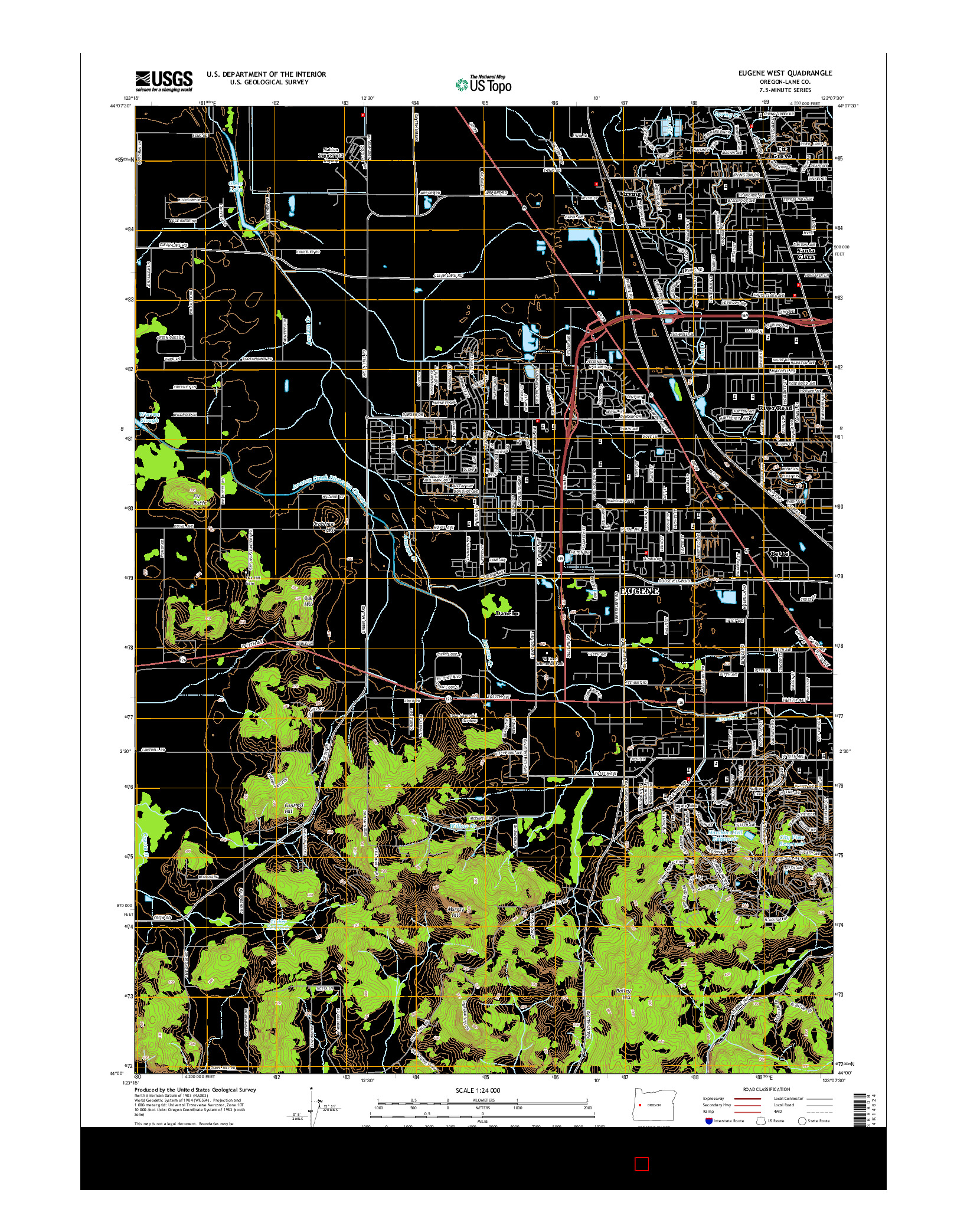 USGS US TOPO 7.5-MINUTE MAP FOR EUGENE WEST, OR 2014