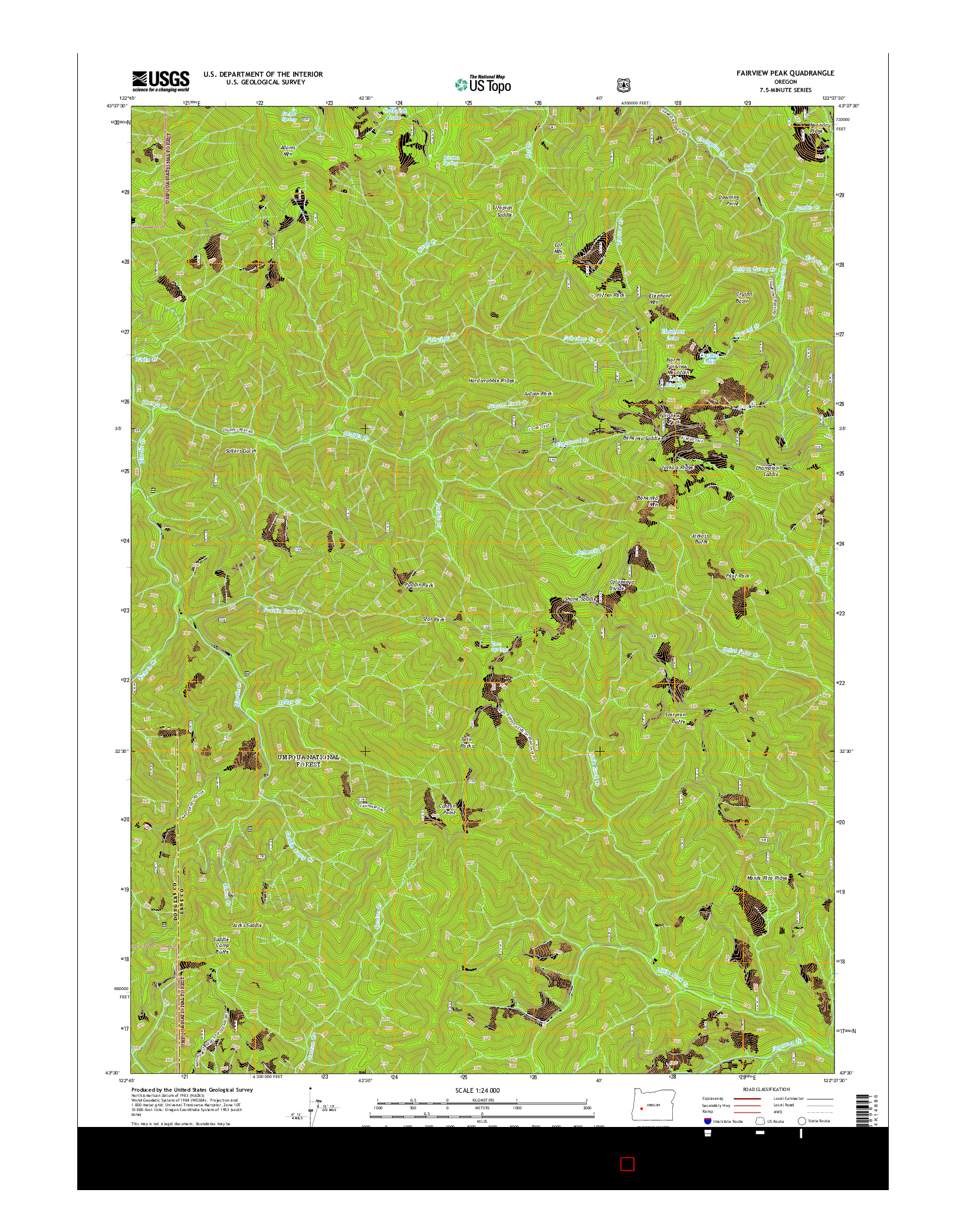 USGS US TOPO 7.5-MINUTE MAP FOR FAIRVIEW PEAK, OR 2014