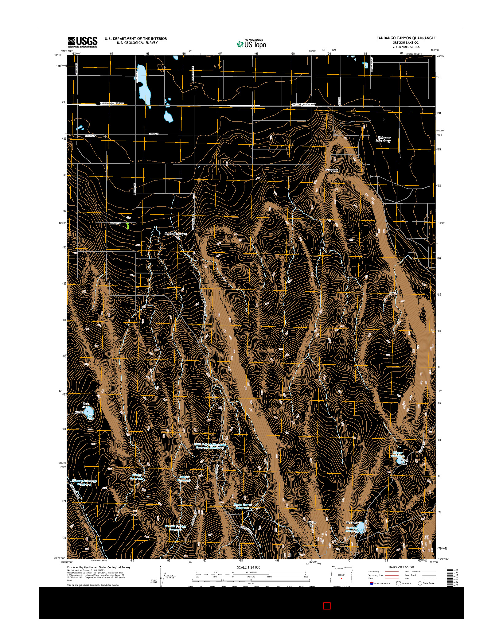 USGS US TOPO 7.5-MINUTE MAP FOR FANDANGO CANYON, OR 2014