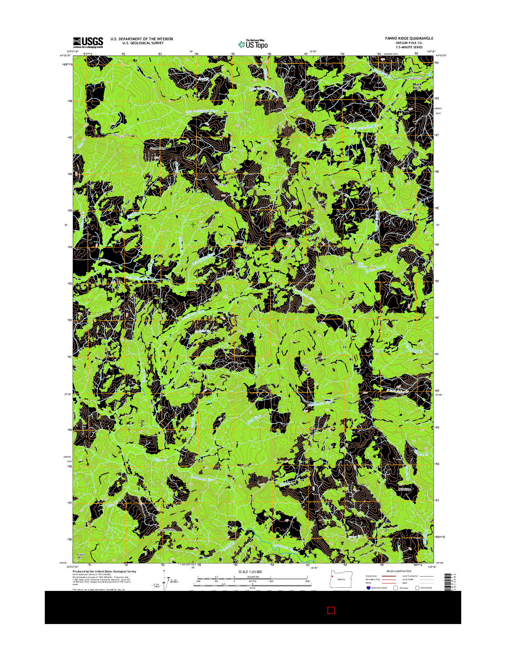 USGS US TOPO 7.5-MINUTE MAP FOR FANNO RIDGE, OR 2014