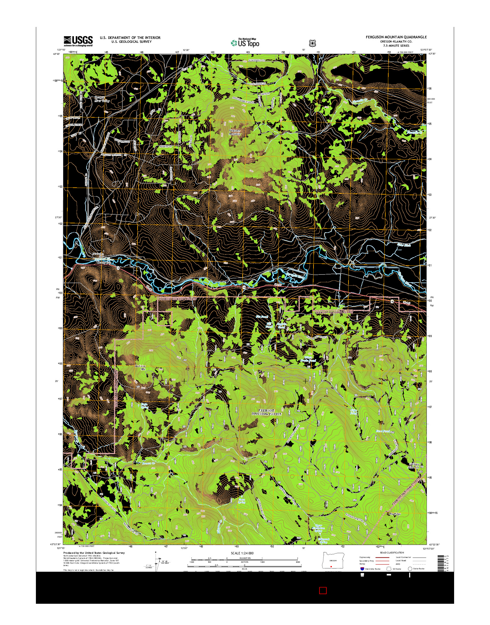 USGS US TOPO 7.5-MINUTE MAP FOR FERGUSON MOUNTAIN, OR 2014