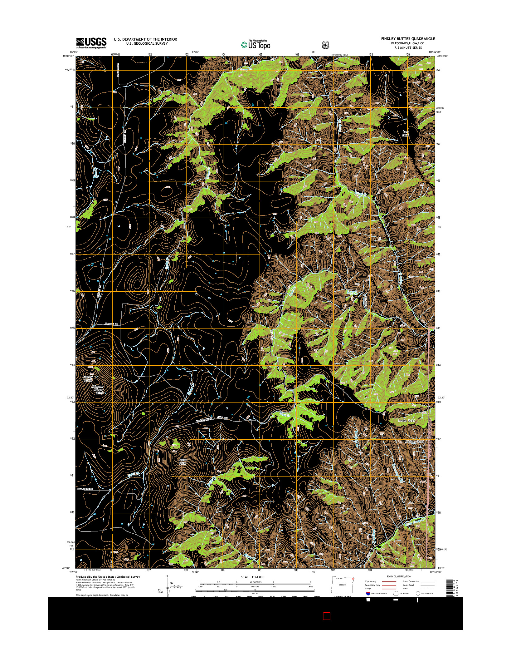 USGS US TOPO 7.5-MINUTE MAP FOR FINDLEY BUTTES, OR 2014