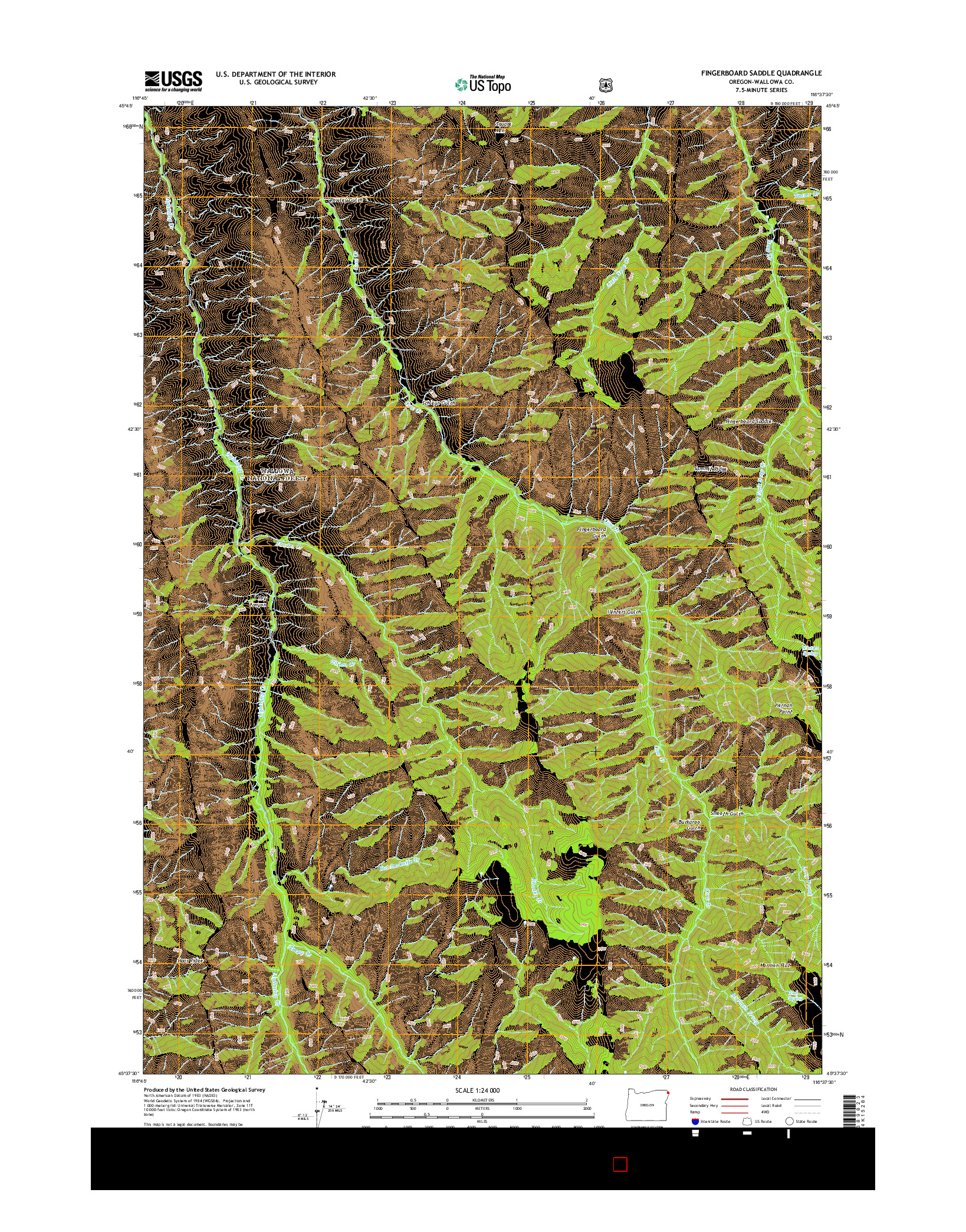 USGS US TOPO 7.5-MINUTE MAP FOR FINGERBOARD SADDLE, OR 2014