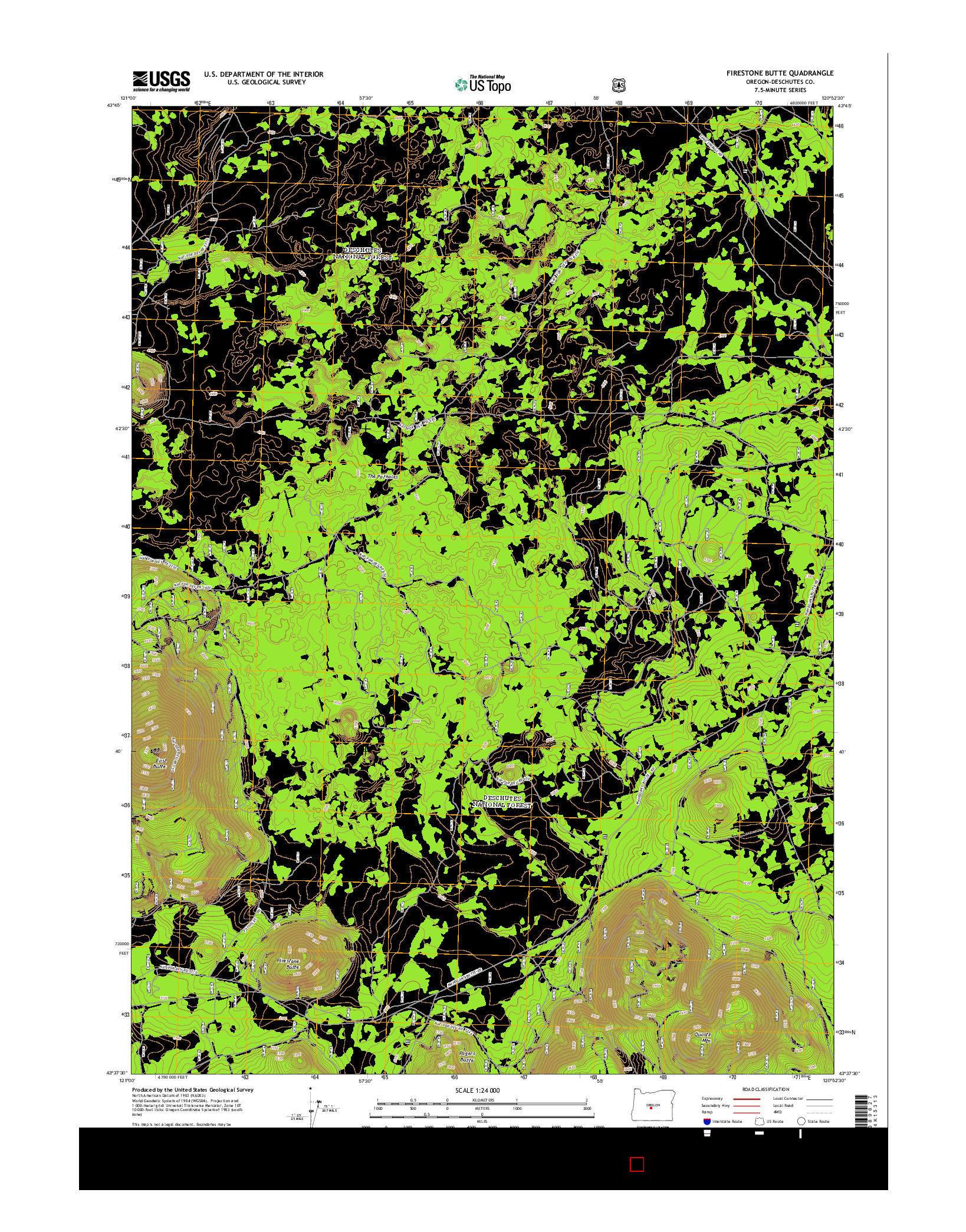 USGS US TOPO 7.5-MINUTE MAP FOR FIRESTONE BUTTE, OR 2014