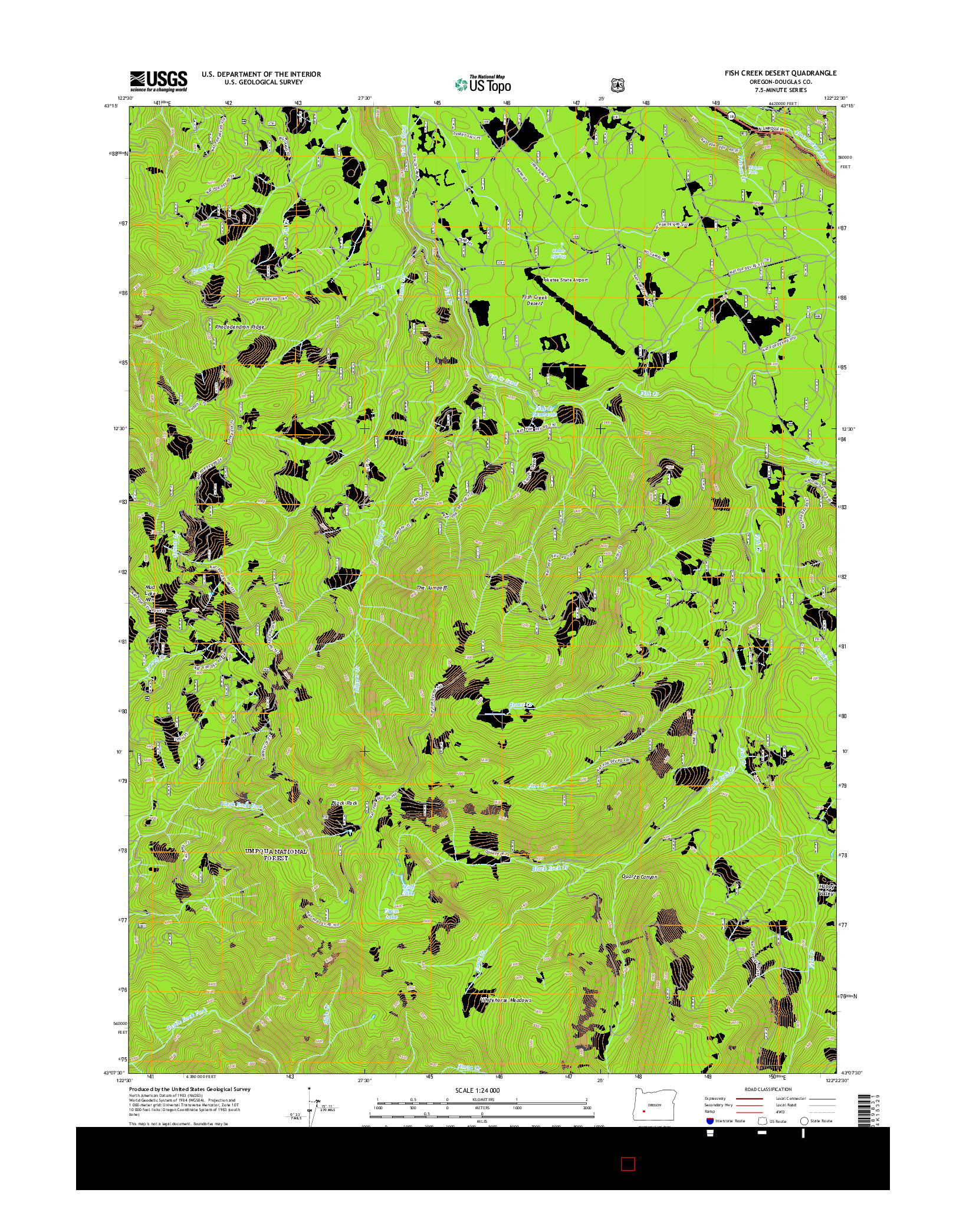 USGS US TOPO 7.5-MINUTE MAP FOR FISH CREEK DESERT, OR 2014