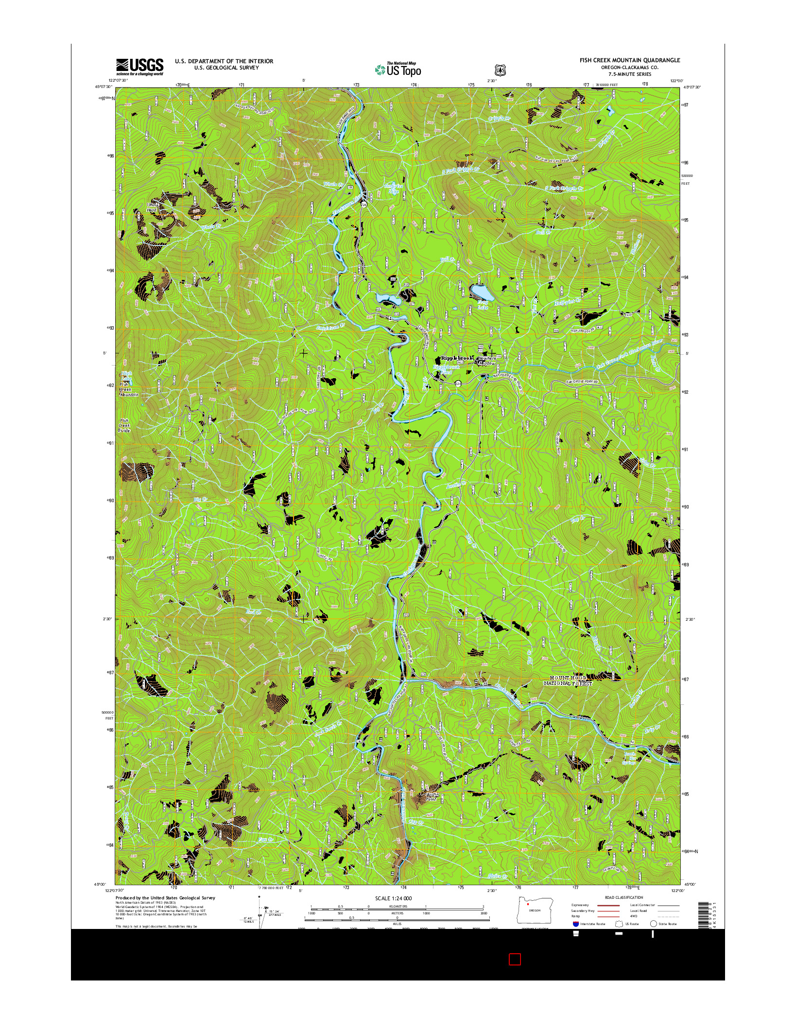 USGS US TOPO 7.5-MINUTE MAP FOR FISH CREEK MOUNTAIN, OR 2014