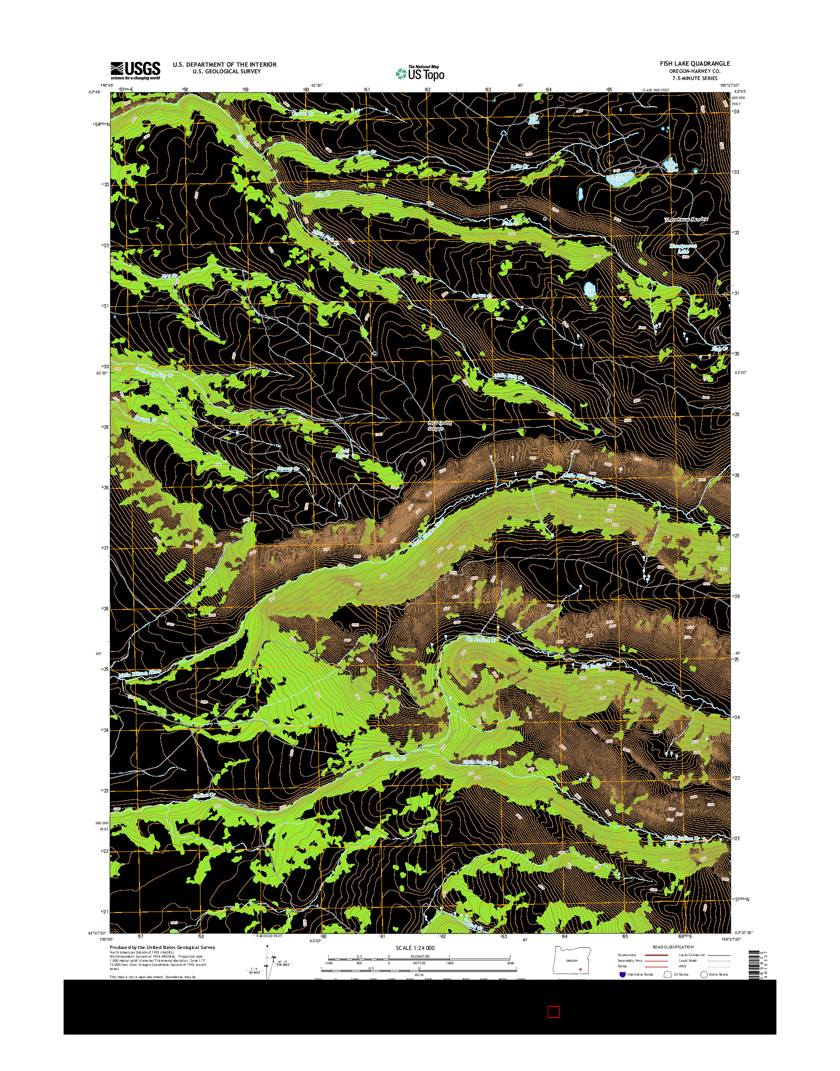 USGS US TOPO 7.5-MINUTE MAP FOR FISH LAKE, OR 2014