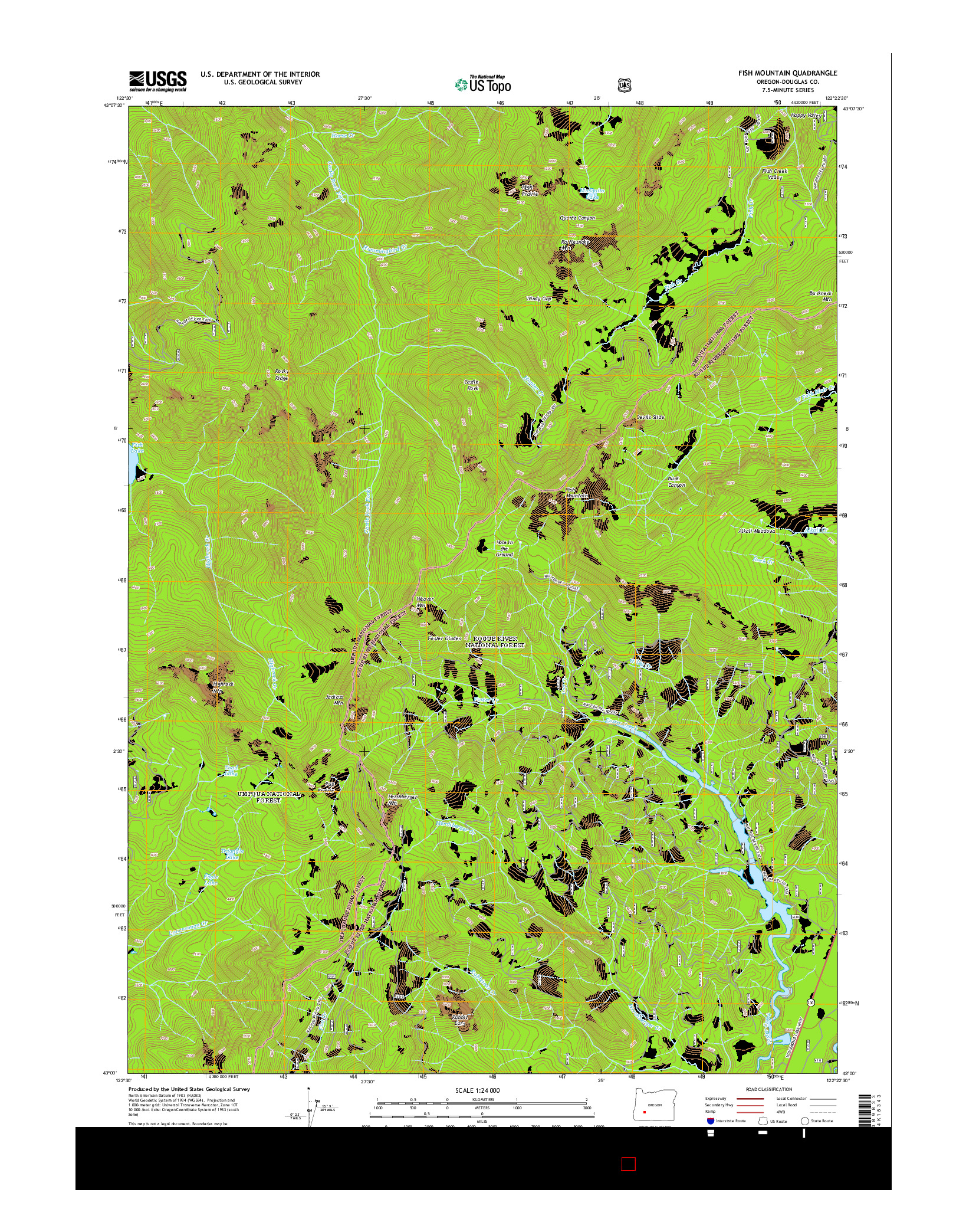 USGS US TOPO 7.5-MINUTE MAP FOR FISH MOUNTAIN, OR 2014