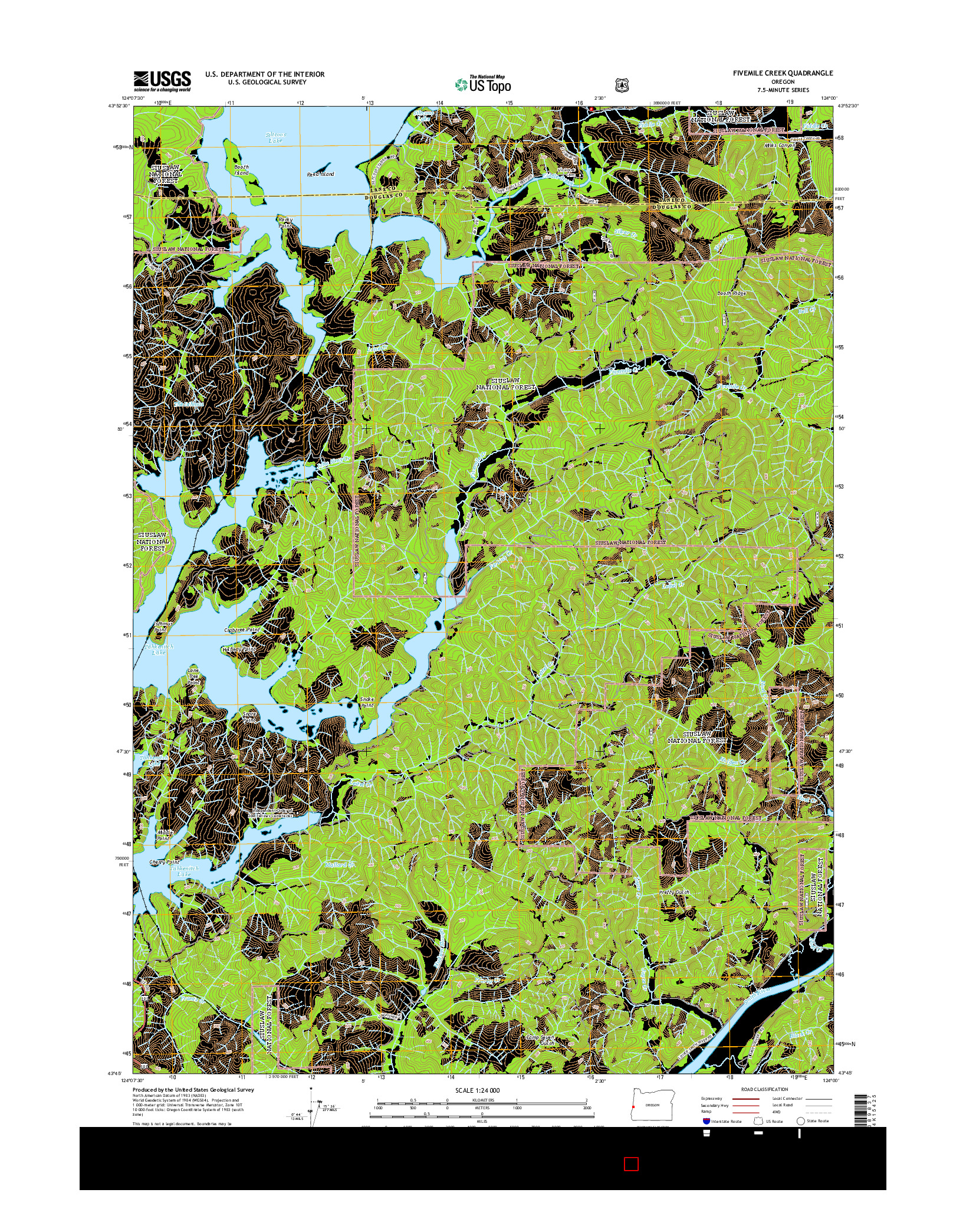 USGS US TOPO 7.5-MINUTE MAP FOR FIVEMILE CREEK, OR 2014