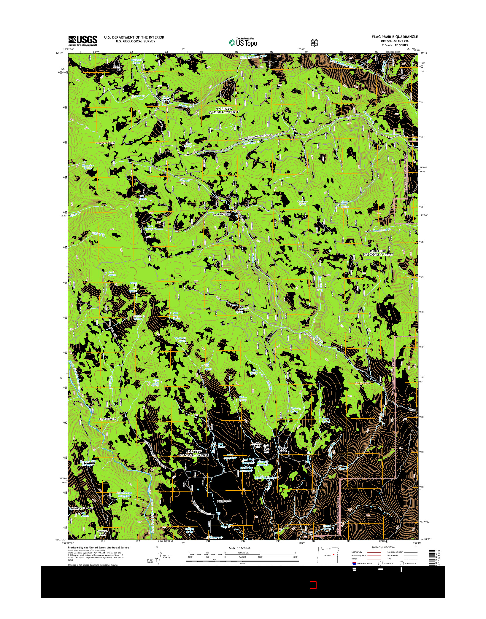 USGS US TOPO 7.5-MINUTE MAP FOR FLAG PRAIRIE, OR 2014