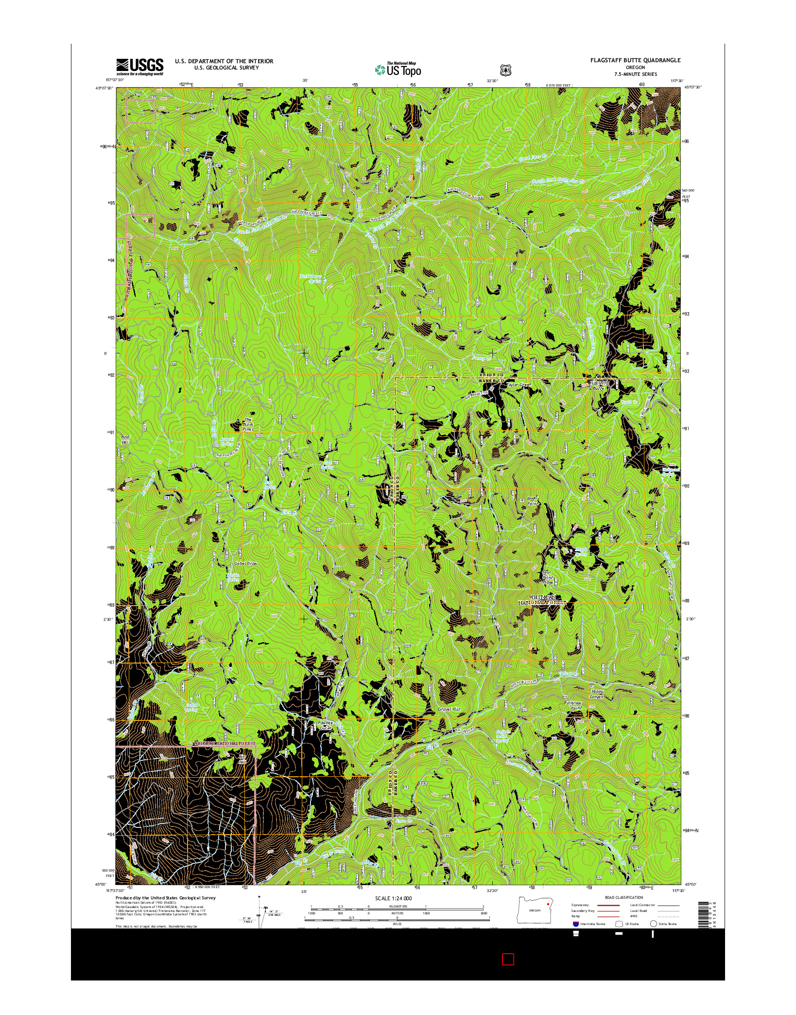 USGS US TOPO 7.5-MINUTE MAP FOR FLAGSTAFF BUTTE, OR 2014