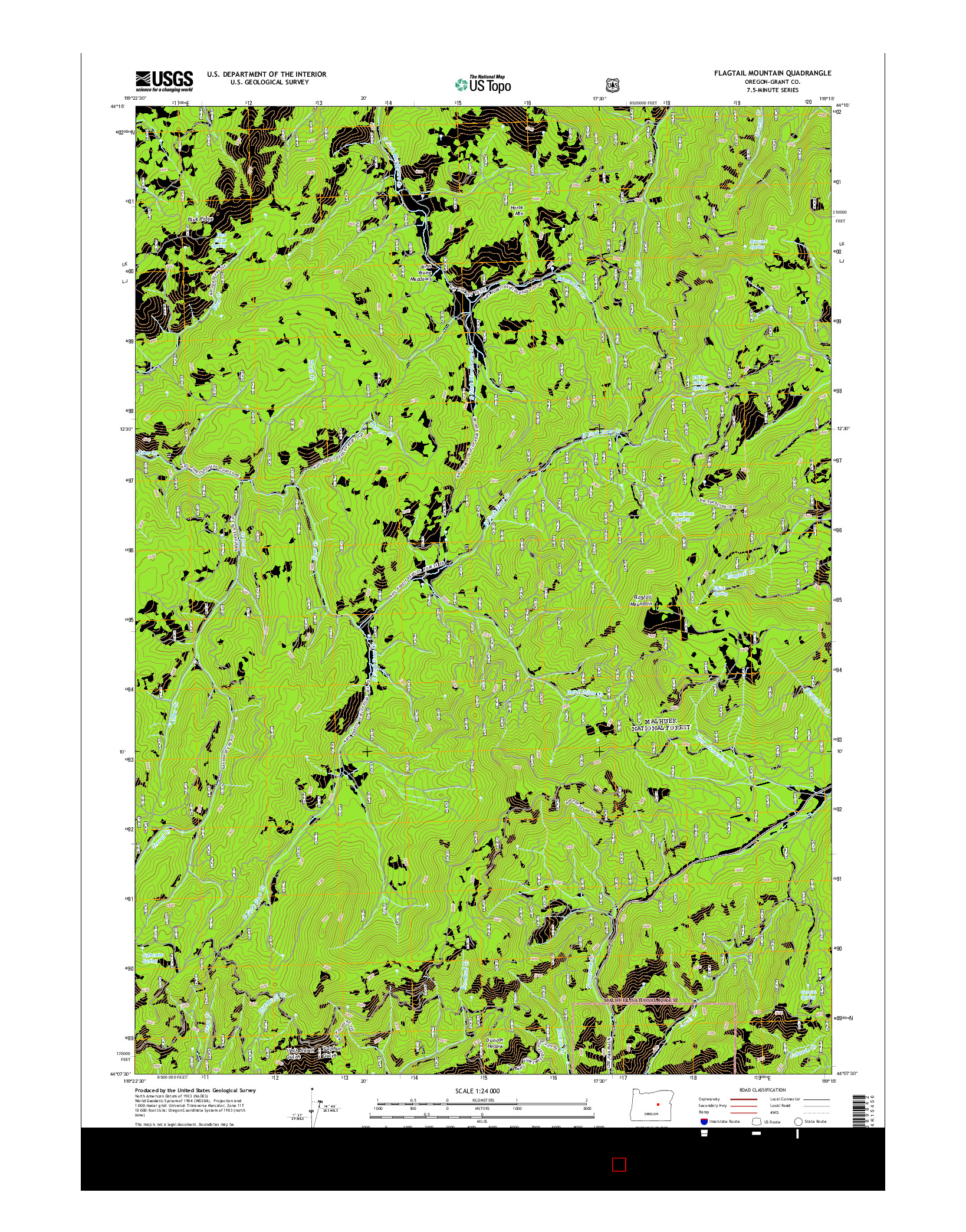 USGS US TOPO 7.5-MINUTE MAP FOR FLAGTAIL MOUNTAIN, OR 2014