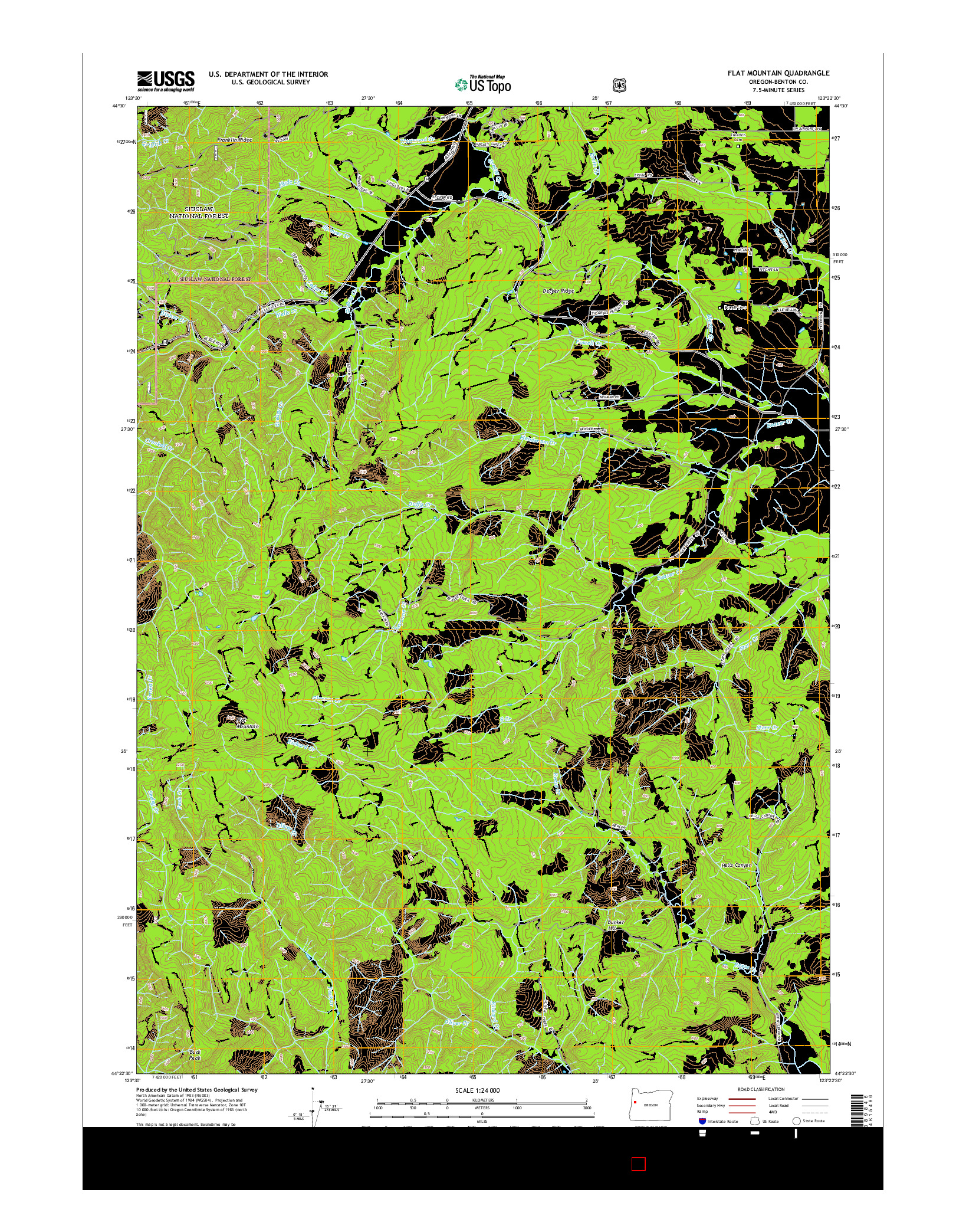 USGS US TOPO 7.5-MINUTE MAP FOR FLAT MOUNTAIN, OR 2014