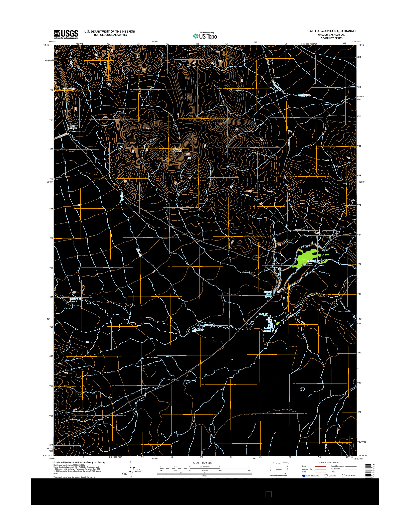 USGS US TOPO 7.5-MINUTE MAP FOR FLAT TOP MOUNTAIN, OR 2014