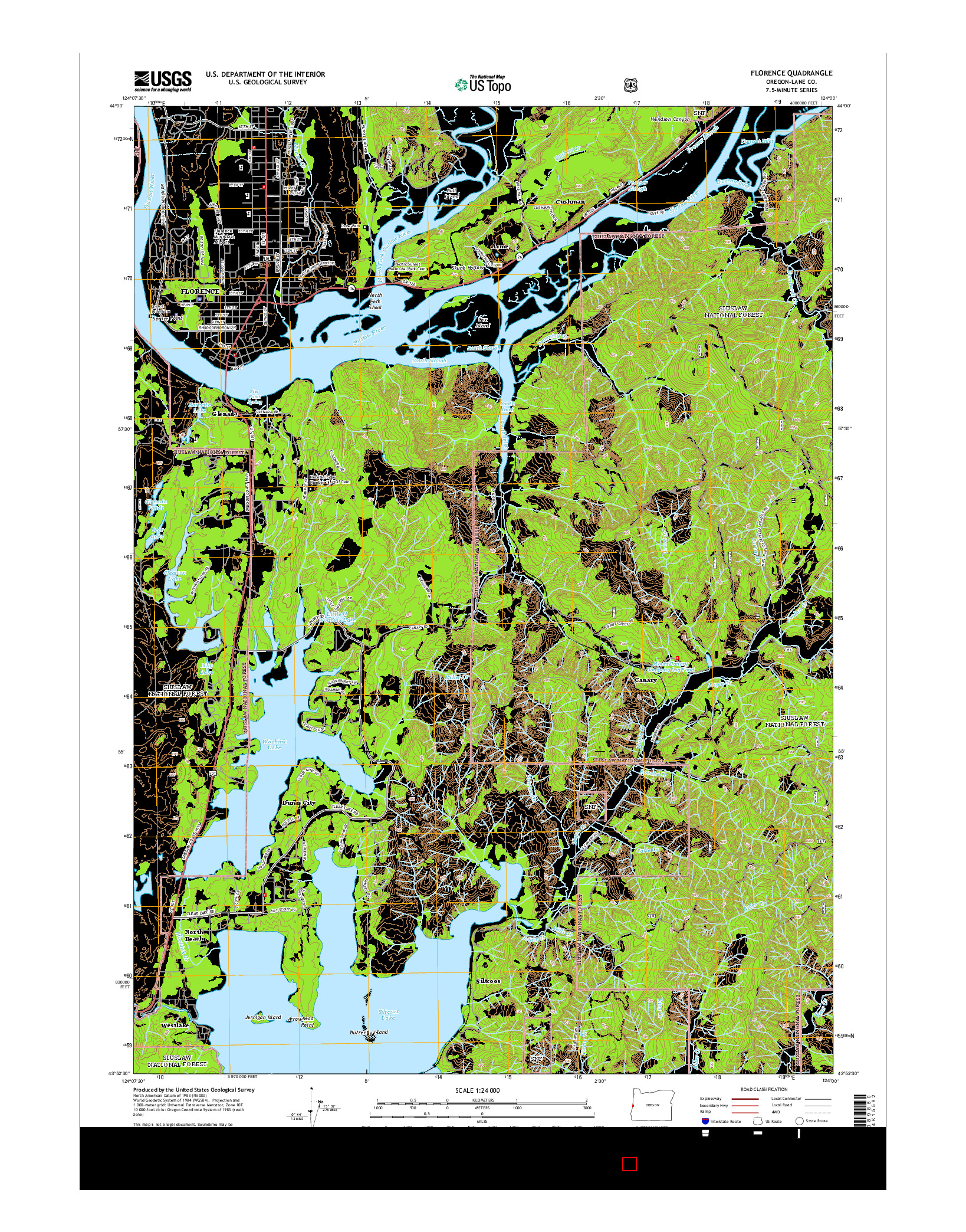 USGS US TOPO 7.5-MINUTE MAP FOR FLORENCE, OR 2014