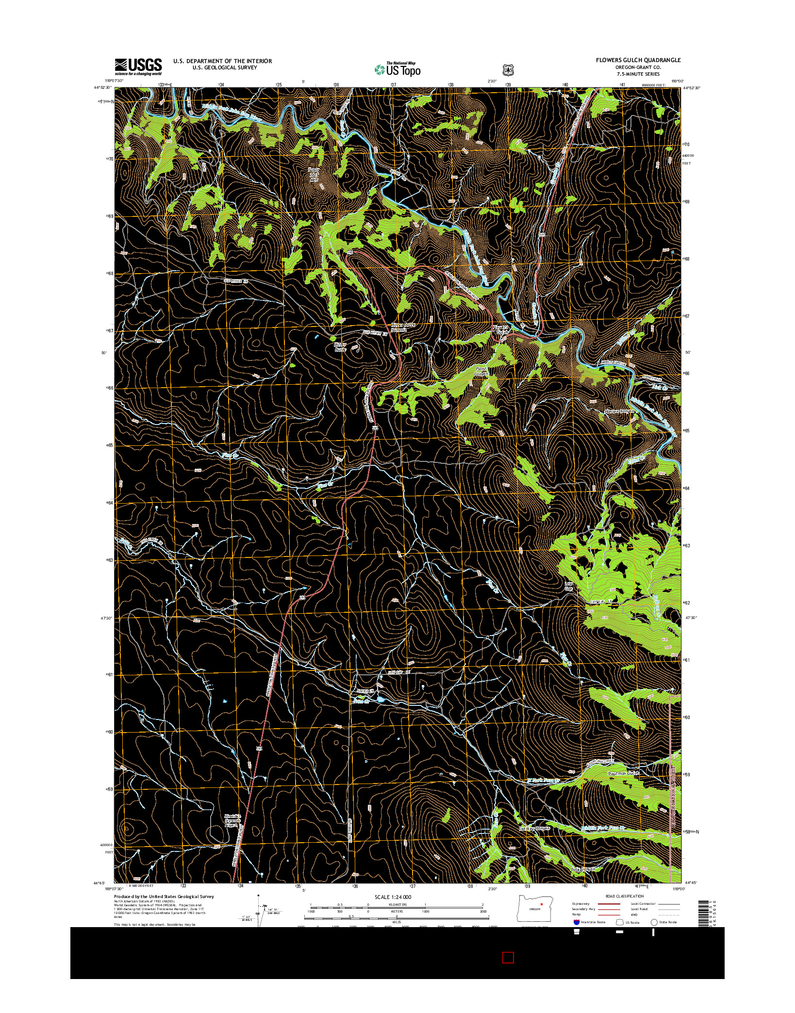 USGS US TOPO 7.5-MINUTE MAP FOR FLOWERS GULCH, OR 2014