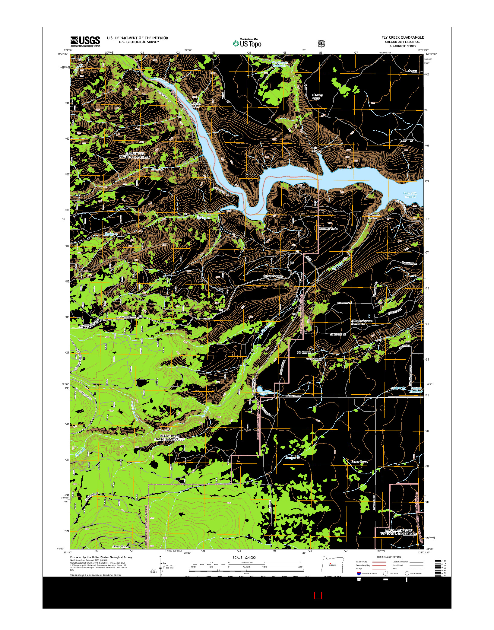 USGS US TOPO 7.5-MINUTE MAP FOR FLY CREEK, OR 2014