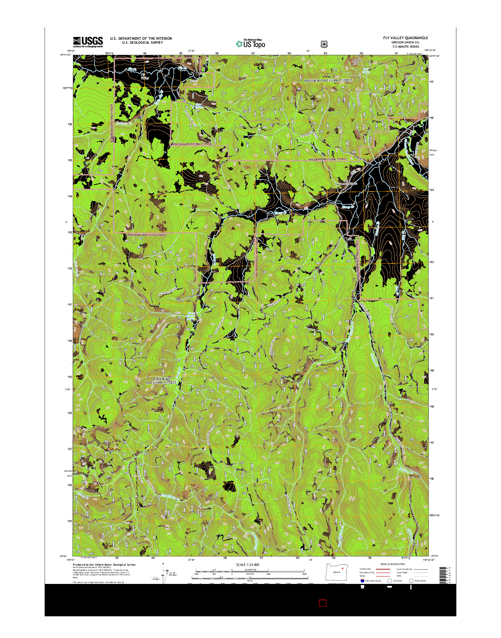 USGS US TOPO 7.5-MINUTE MAP FOR FLY VALLEY, OR 2014